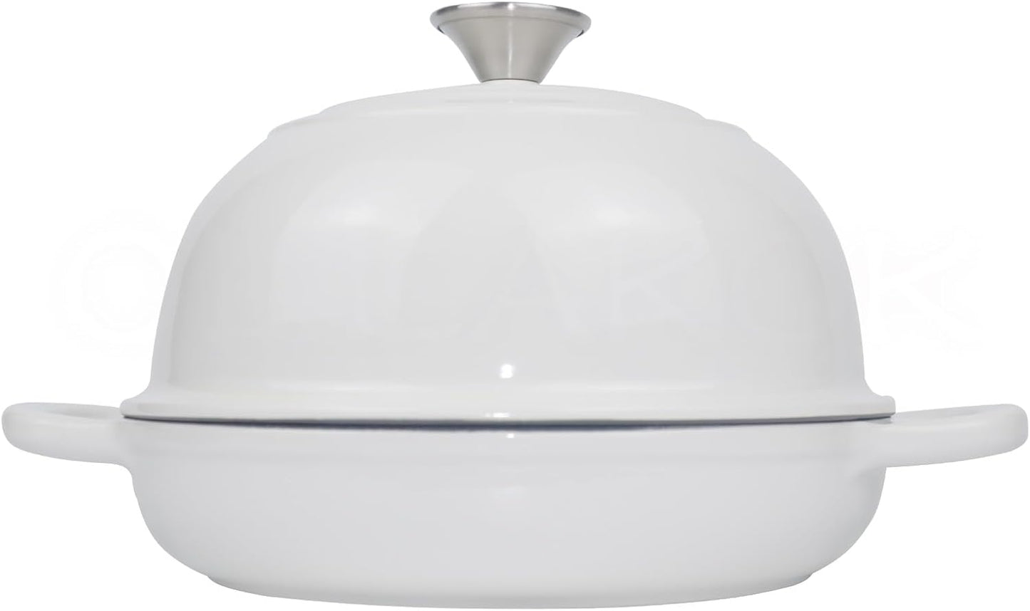 Dutch Oven for Bread Baking Bread Oven for Sourdough Bread Baking, Enameled Cast Iron Dutch Oven Pot with Lid 5 qt Cast Iron Bread Pan, White