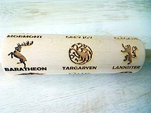 GAME with FAMILY NAMES EMBOSSING ROLLING PIN LASER ENGRAVED DOUGH ROLLER for EMBOSSED COOKIES PATTERN