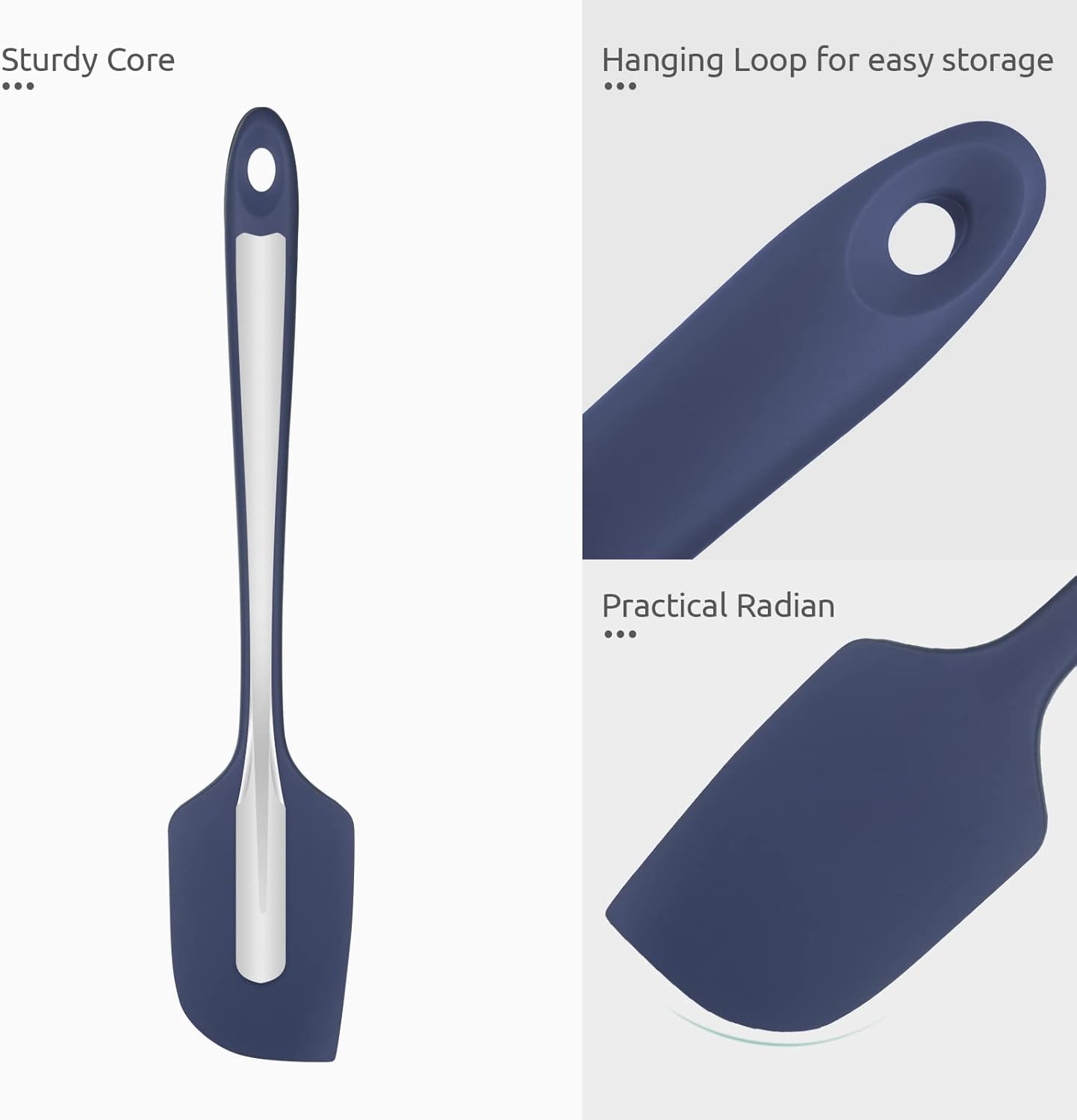 Heat Resistant Silicone Large Spatula: U-Taste 600ºF High Heat Flexible 11.38in Silicon Mixing Stirring Cooking Scraping Baking Bowl Scraper Seamless Spreader for Nonstick Cookware (Midnight Blue)