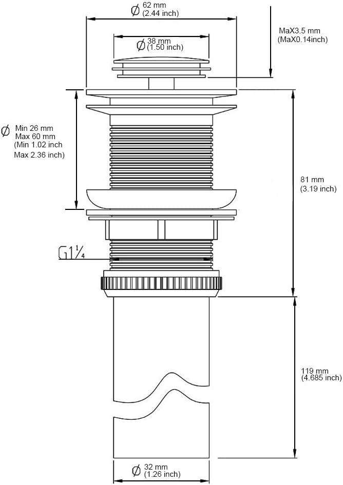 Bathroom Pop Up Sink Drain, Gold Vessel Vanity Sink Drain Stopper without Overflow