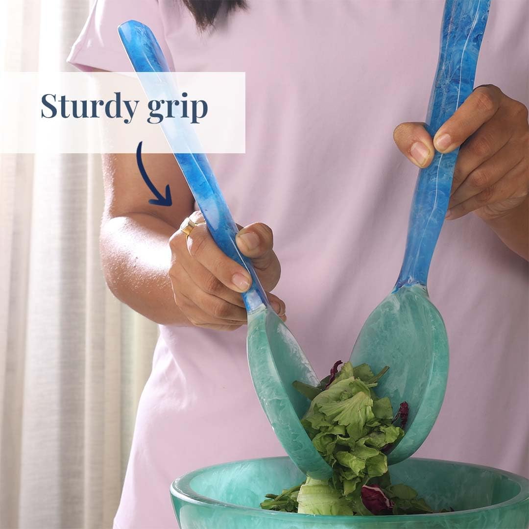 Folkulture Salad Servers or Salad Tongs | Set of 2 (12") Serving Spoons in Kitchen Essentials or Kitchen Utensils Set | Resin Salad Tongs for Serving | Salad Hands or Serving Utensils for Home