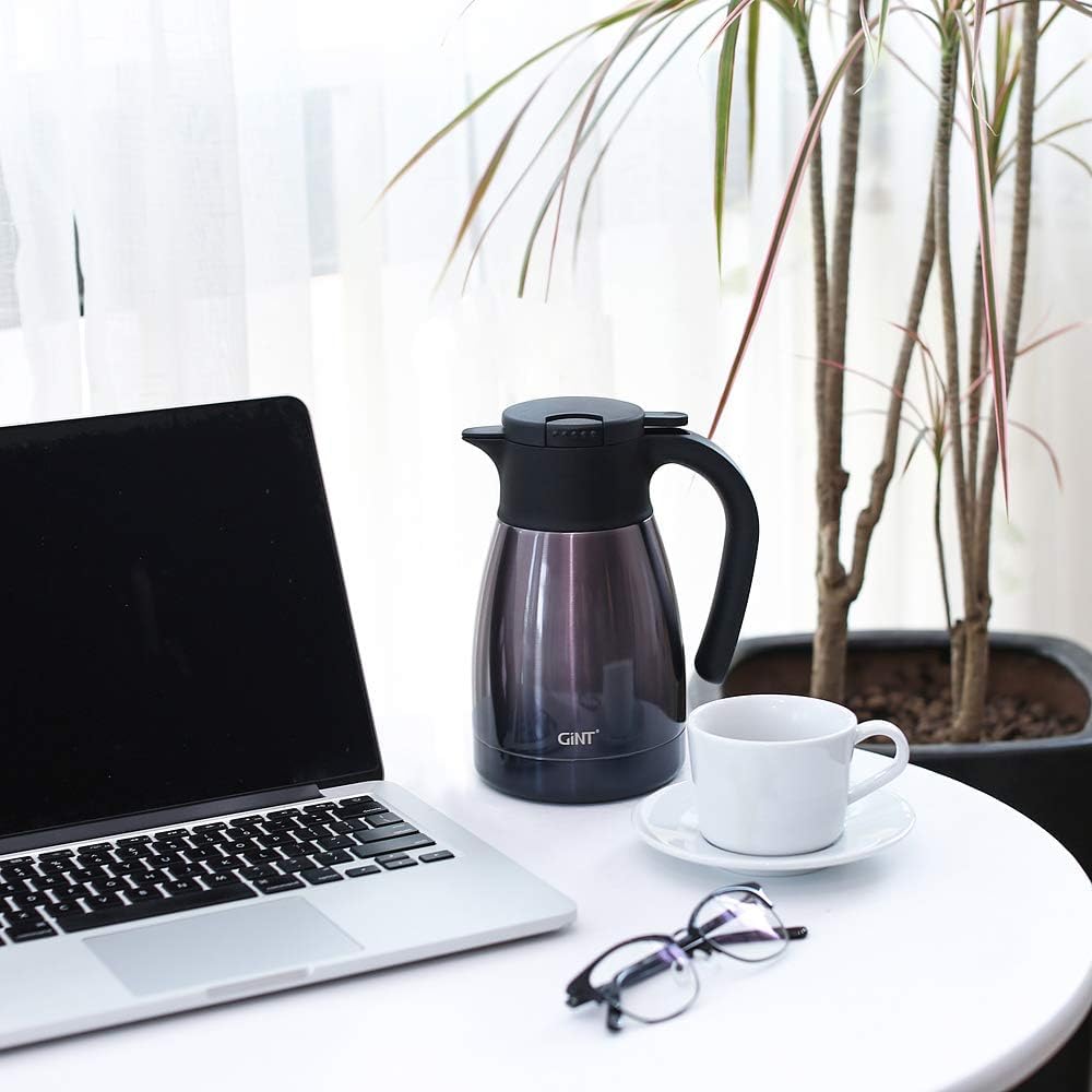 GiNT 51Oz Stainless Steel Thermal Coffee Carafe with Lid/Double Walled Vacuum Thermal Carafe / 12 Hour Heat Retention (Purple, 1.5L)