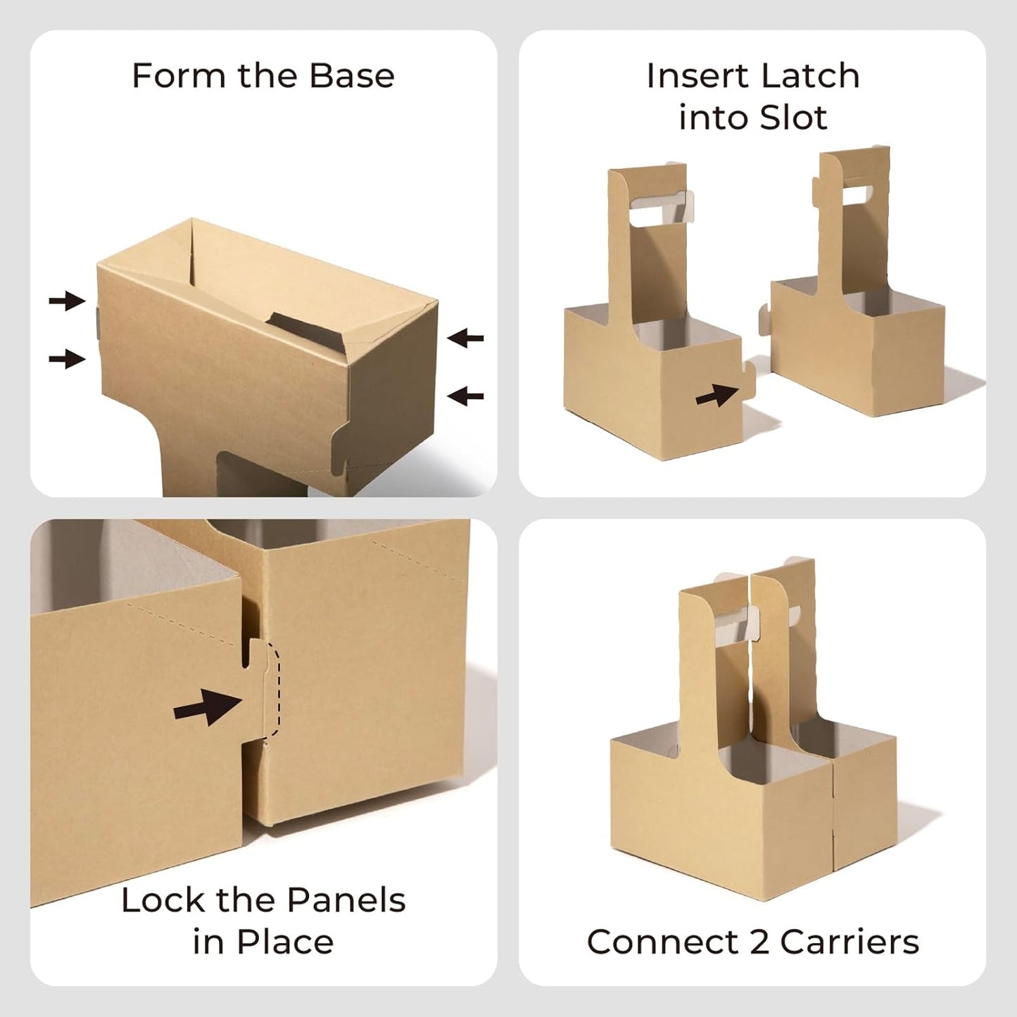 FMP Brands 2 Cup Disposable Drink Carrier with Handle, 200 Pack Kraft Paperboard Handled Drink Carriers 12-30 oz to Go Coffee Cup Holder, Cup Carrier for Cold Hot Drinks, Takeout, Cafe