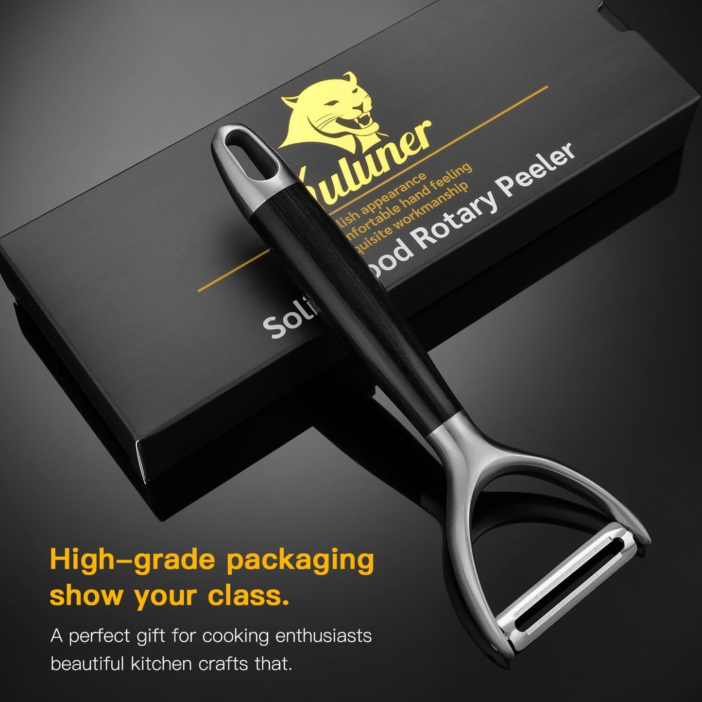 KULUNER 304 Stainless Steel Multi-Function Kitchen Peeler - With Solid Wood Handle, Sharp & Durable Blade, Effortlessly Peels Vegetables and Fruits, Essential Kitchen Tool