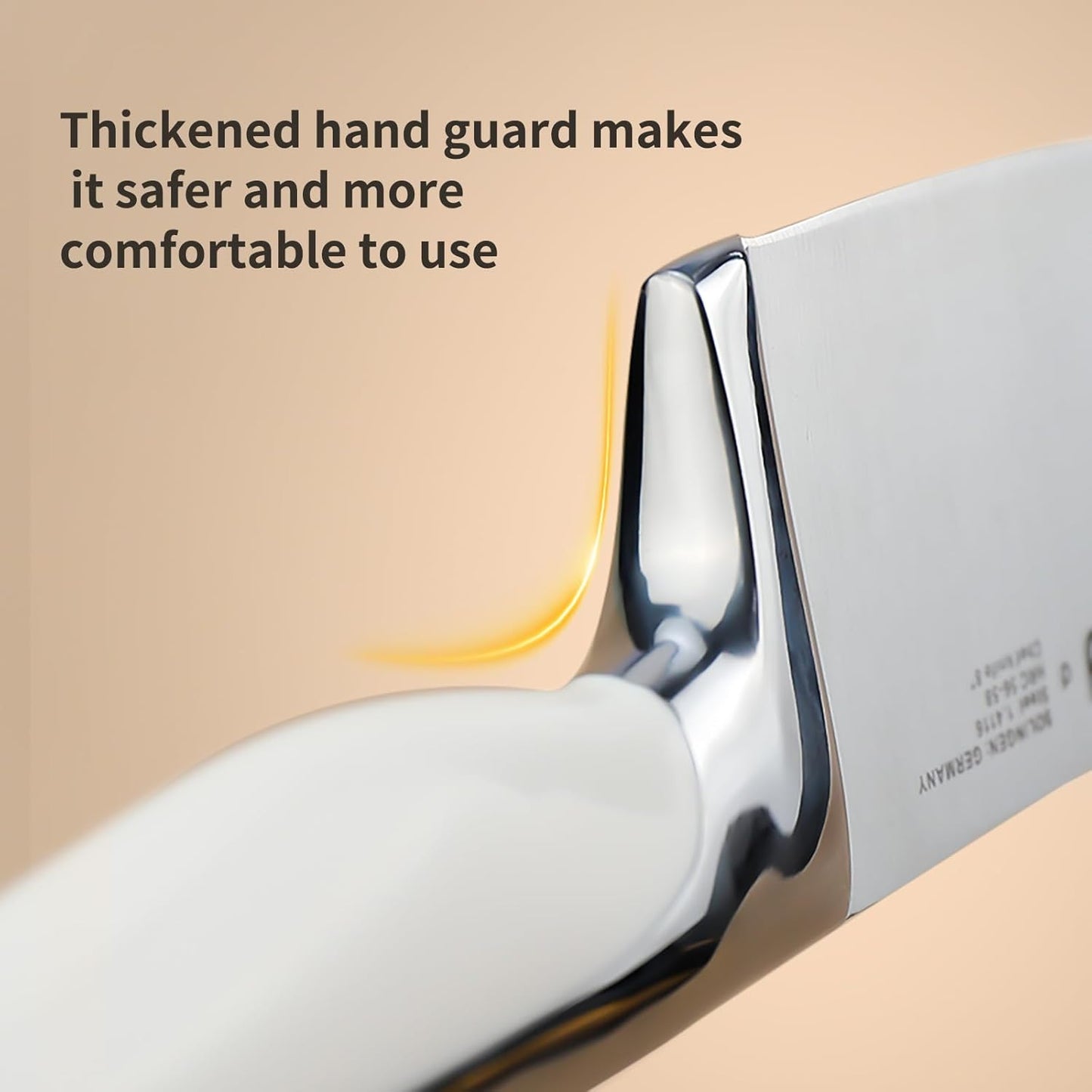 8 inch Mirror Polished Chef Knife, German 1.4116 High Carbon Stainless Steel Chefs Knife with White ABS & Stainless Steel Handle, Razor Sharp Kitchen Knife for Home & Restaurant