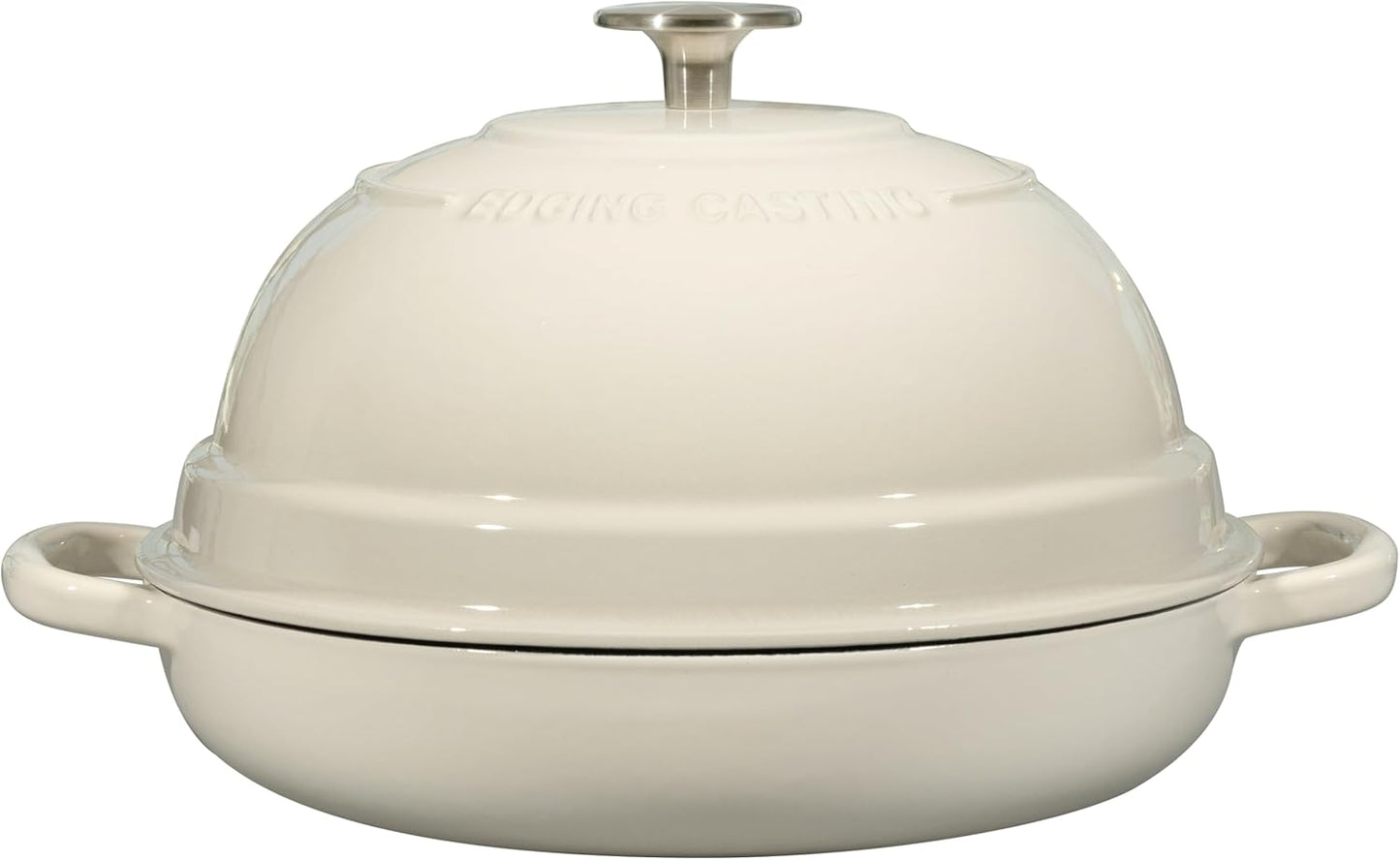 Enameled Cast Iron Dutch Oven Pot with Lid, Round Bread Oven for Homemade Sourdough Bread Baking, 6 Quart, White