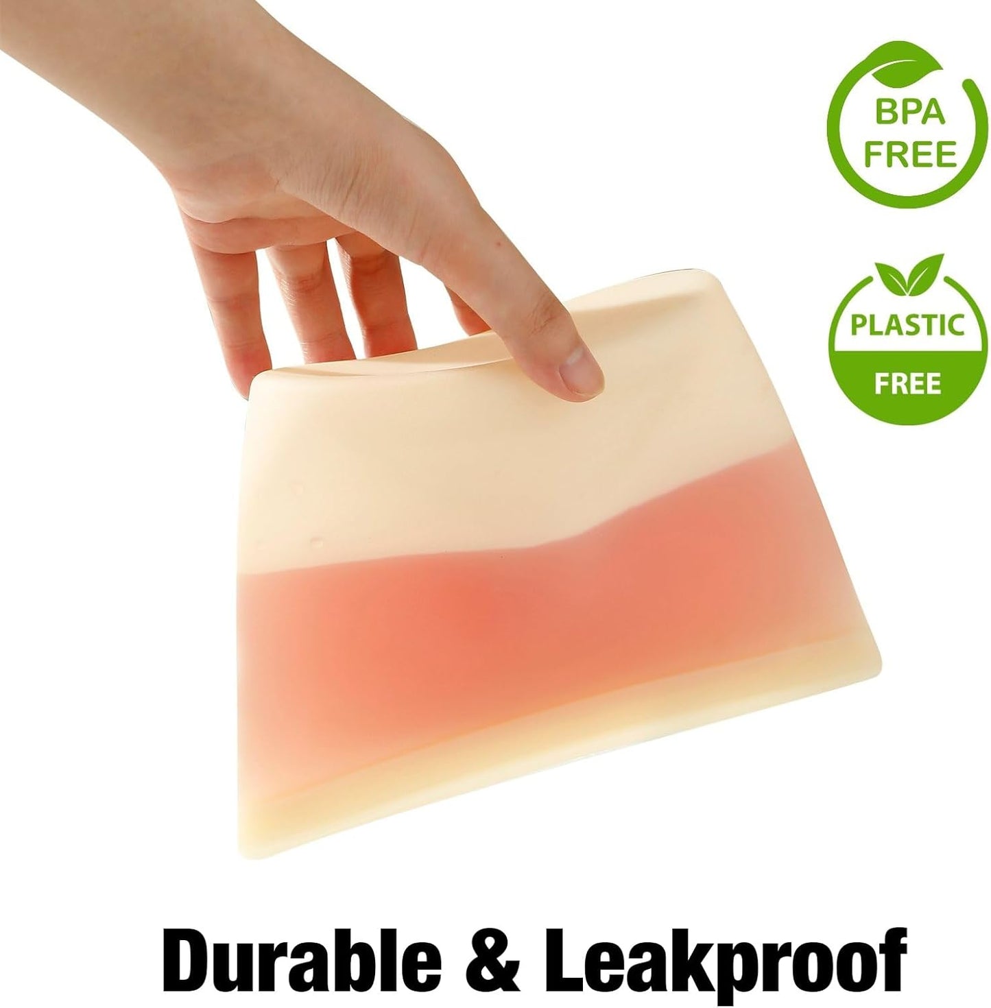 6 Pack Reusable Silicone Food Storage Bags, Emptycolor Reusable Ziplock Bags, Leakproof Freezer Bag for Sandwich, Snack, Dishwasher Safe, BPA Free