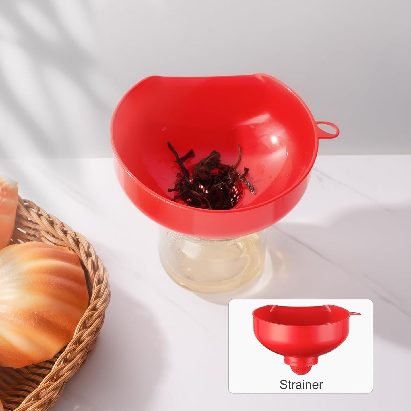 Pisol Wide Mouth Funnels for Kitchen Use, Versatile Food Grade Funnels for Filling Bottles, Plastic Cooking Funnel Set with Strainer, Large Long Neck Funnel for Canning, Mason Jar, Shampoo, Liquids