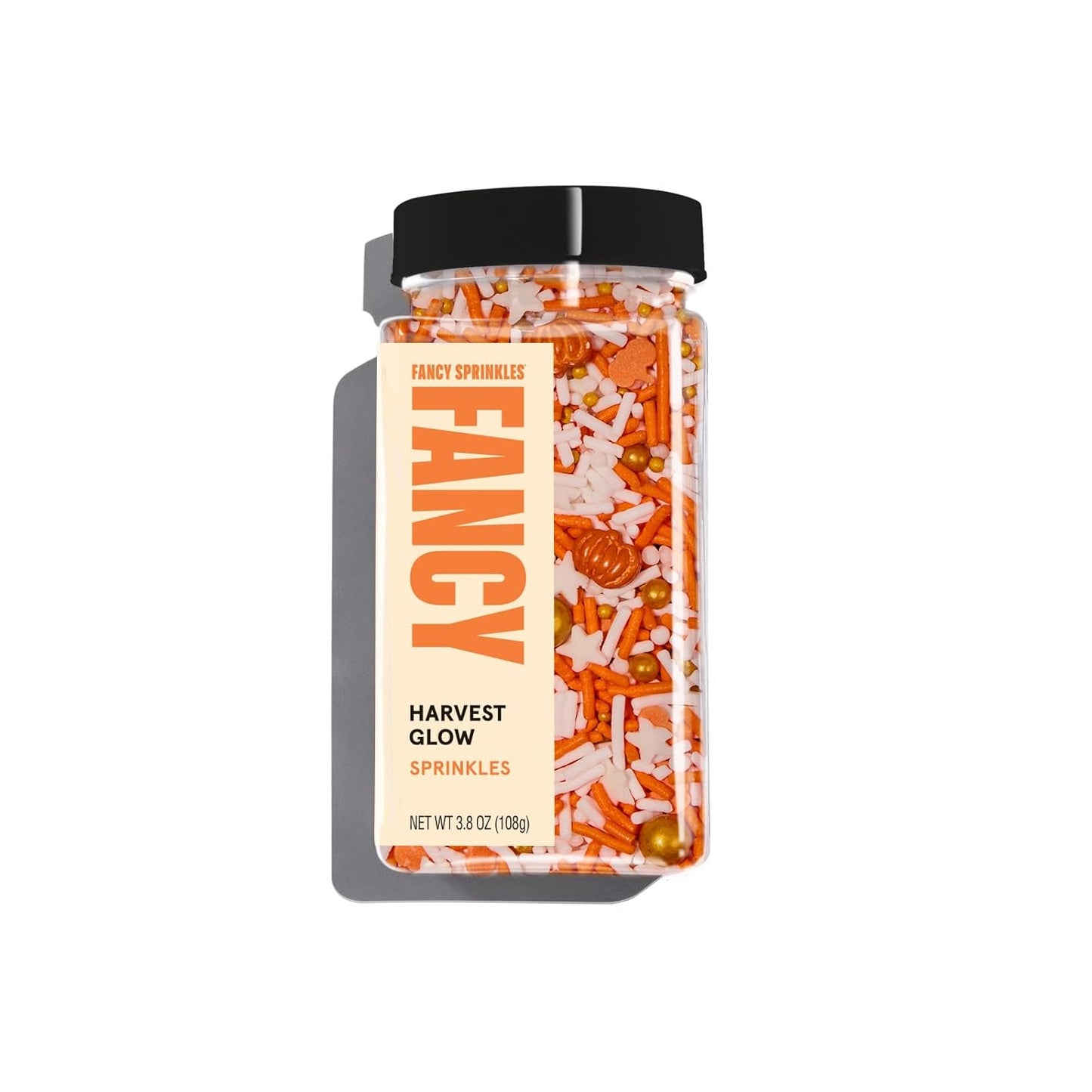 Fancy Sprinkles Limited Edition Fall and Halloween Harvest Glow Crunchy Sprinkles in White and Orange with Candy Pumpkin Pieces (0.5c)