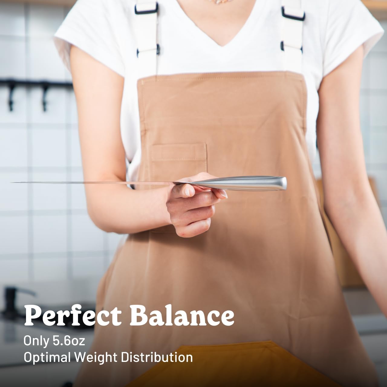 Flambo 8 Inch Chef Knife - Premium German Steel Kitchen Knives with Precision 15° Edge, Easy to Hold Ergonomic All-Metal Handle, Lightweight, Balanced, Easy to Clean Kitchen Knife