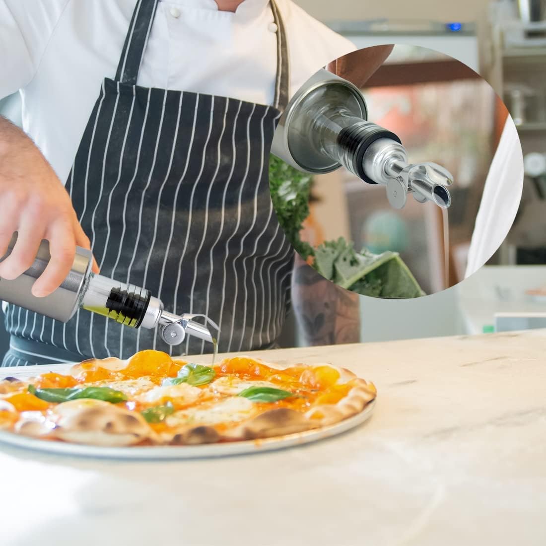 MEETSWEET Automatic Pour Spout, Stainless Steel, Leak-Proof, For Olive Oil, Vinegar, Wine & More (Rose)