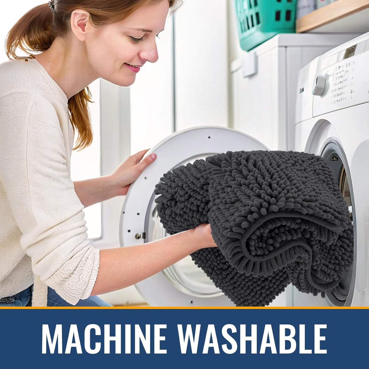 Arotive Bathroom Rugs 24x16, Extra Soft Absorbent Shaggy Chenille Bath Rugs, Machine Washable Rubber Backing Non-Slip Bath Mats for Bathroom Floor Tub and Shower, Home Decor Accessories, Dark Grey