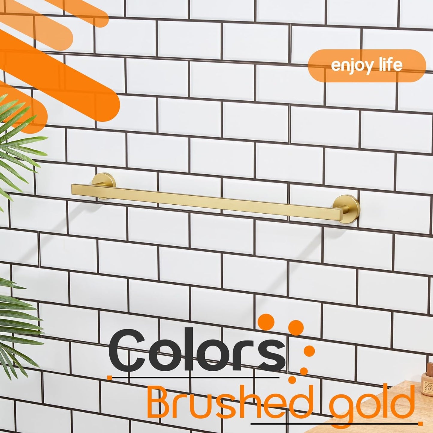 24 Inch Bathroom Towel Bar Bath Towel Rack Kitchen Towel Holder Towel Rails Wall Mounted SUS304 Stainless Steel Brushed Gold AN4001GD-L24