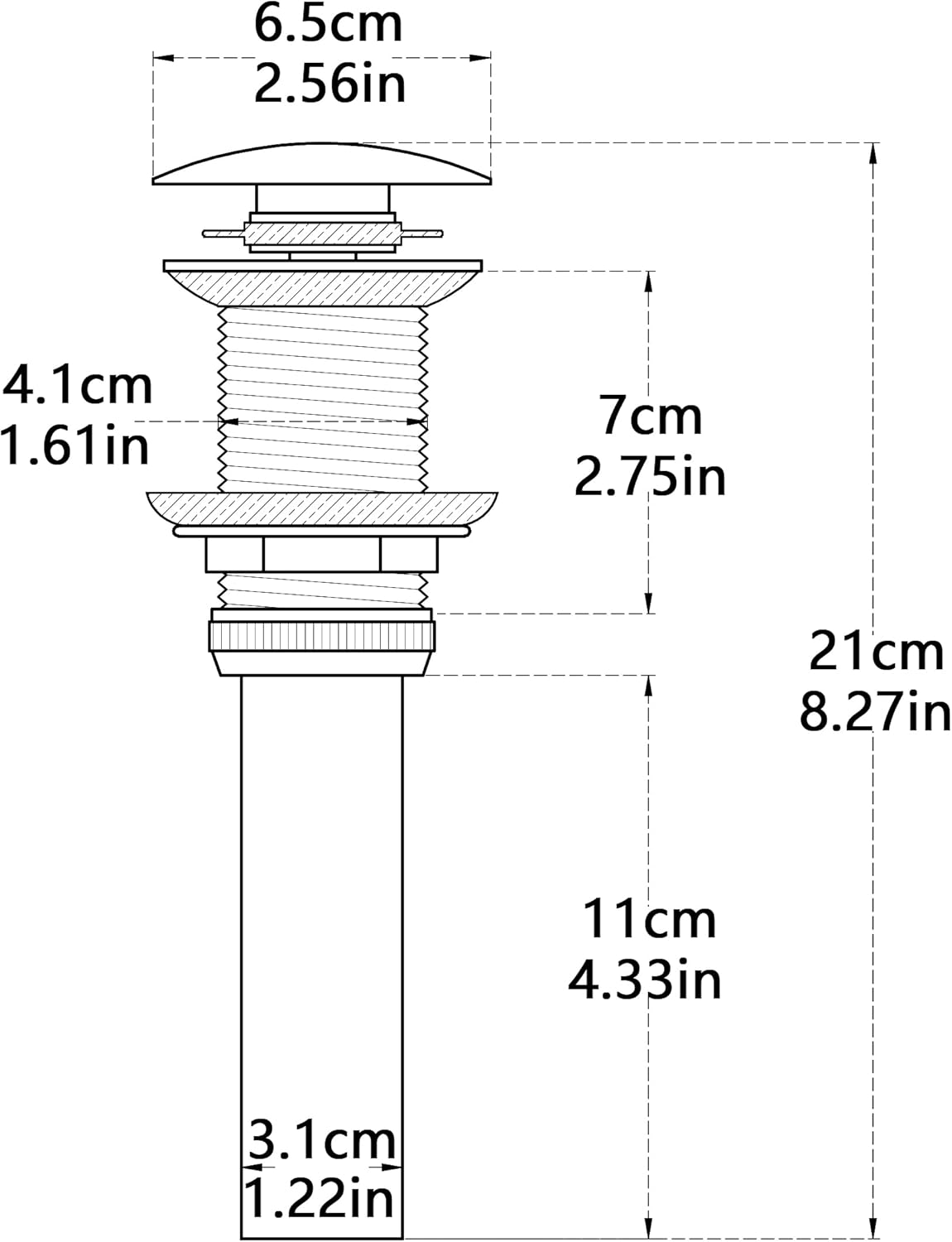 Bathroom Antique Oil Rubbed Bronze Pop up Drain Sink Drain Stopper Large Pop Without Overflow