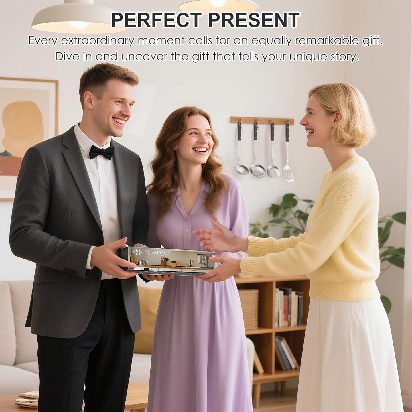 Pleafind 4-Pcs Cooking Utensils Set, Stainless Steel Kitchen Utensils, Mirror Polished Kitchen Essentials Set Include Wok Ladle, Slotted Spoon, Wok Spatula &Slotted Spatula, Dishwasher Safe