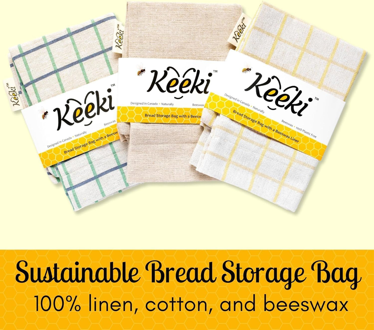 Keeki Bag - The Original Beeswax Lined Bread Bag for Homemade & Sourdough | Reusable Linen Bread Storage | Beeswax Wrap Alternative | Plastic-Free Storage w/Wide Drawstring Closure (Pink, Regular)