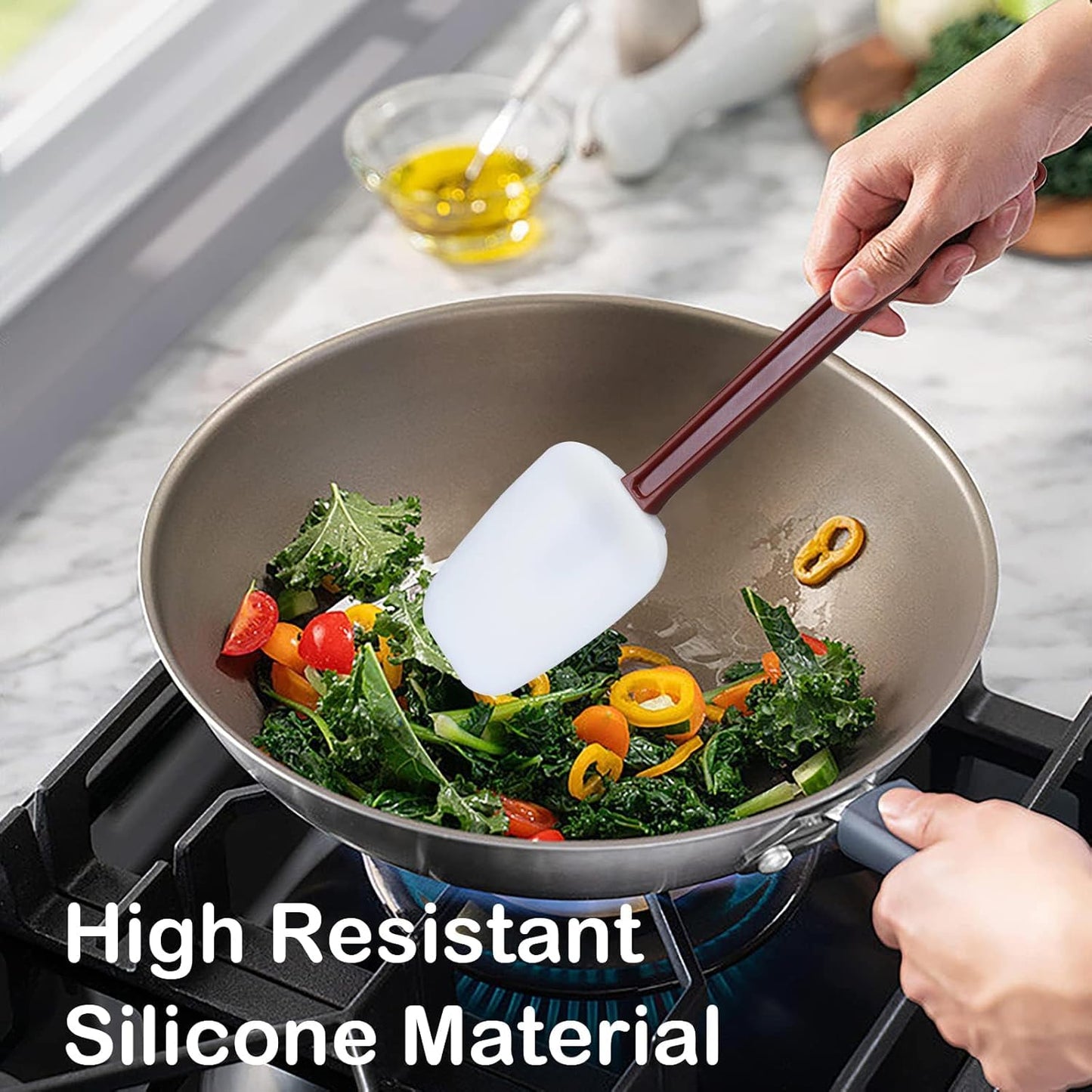 16.5 INCH Silicone Spatulas Heat Resistant Heavy Duty Rubber Spatulas Commercial Spatulas Set for Kitchen Use Silicone Cooking Utensils Sets of 2