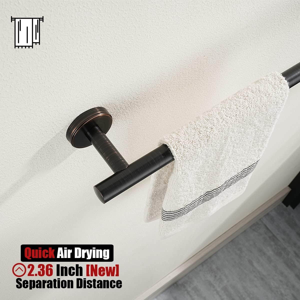 JQK Oil Rubbed Bronze Towel Bar, 24 Inch 304 Stainless Steel Thicken 0.8mm Towel Rack Bathroom, Towel Holder Wall Mount, Total Length 27 Inch, TB110L24-ORB