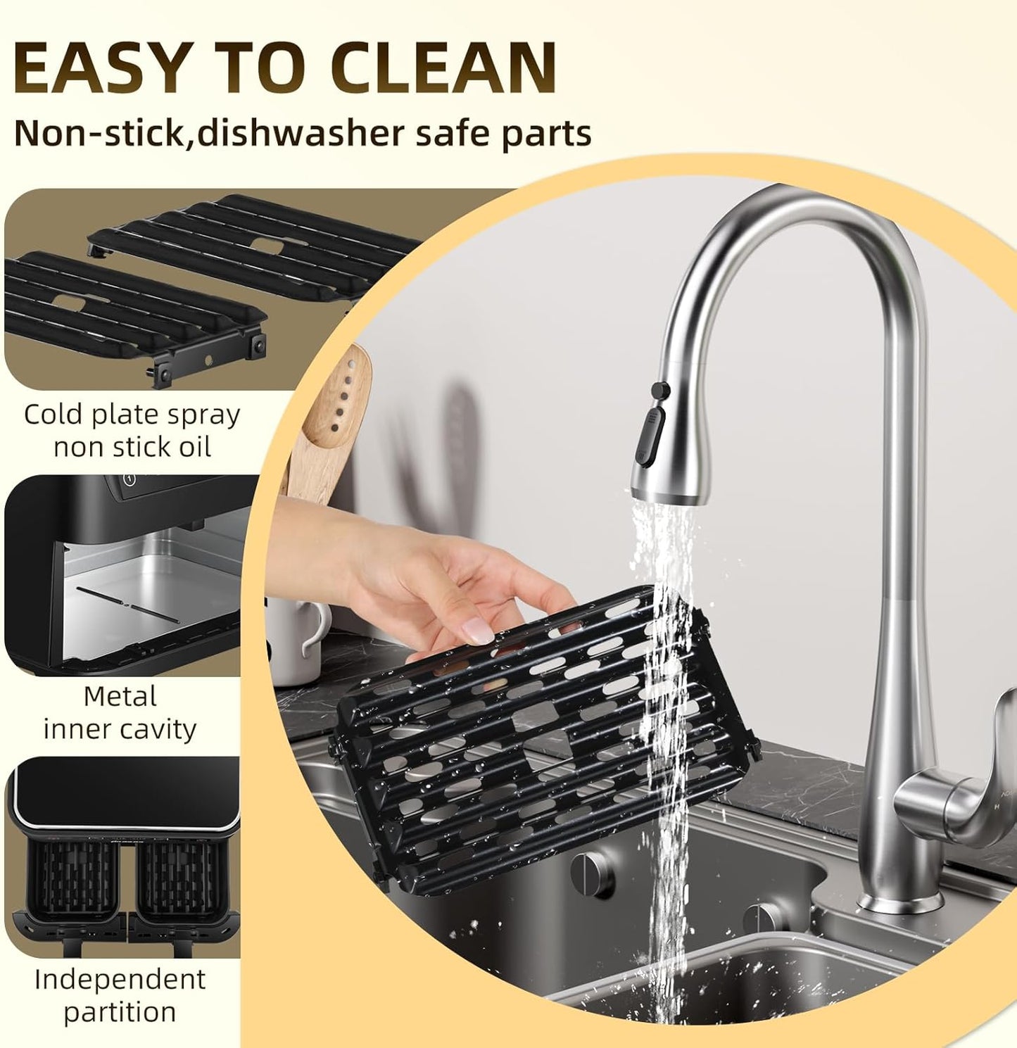 Air Fryer XL 8.5QT, Dual Zone 6 in 1 Air Fryer for Roast, Bake, Dehydrator, Defrost, Reheat for Quick Meals, Airfryers for Family Use