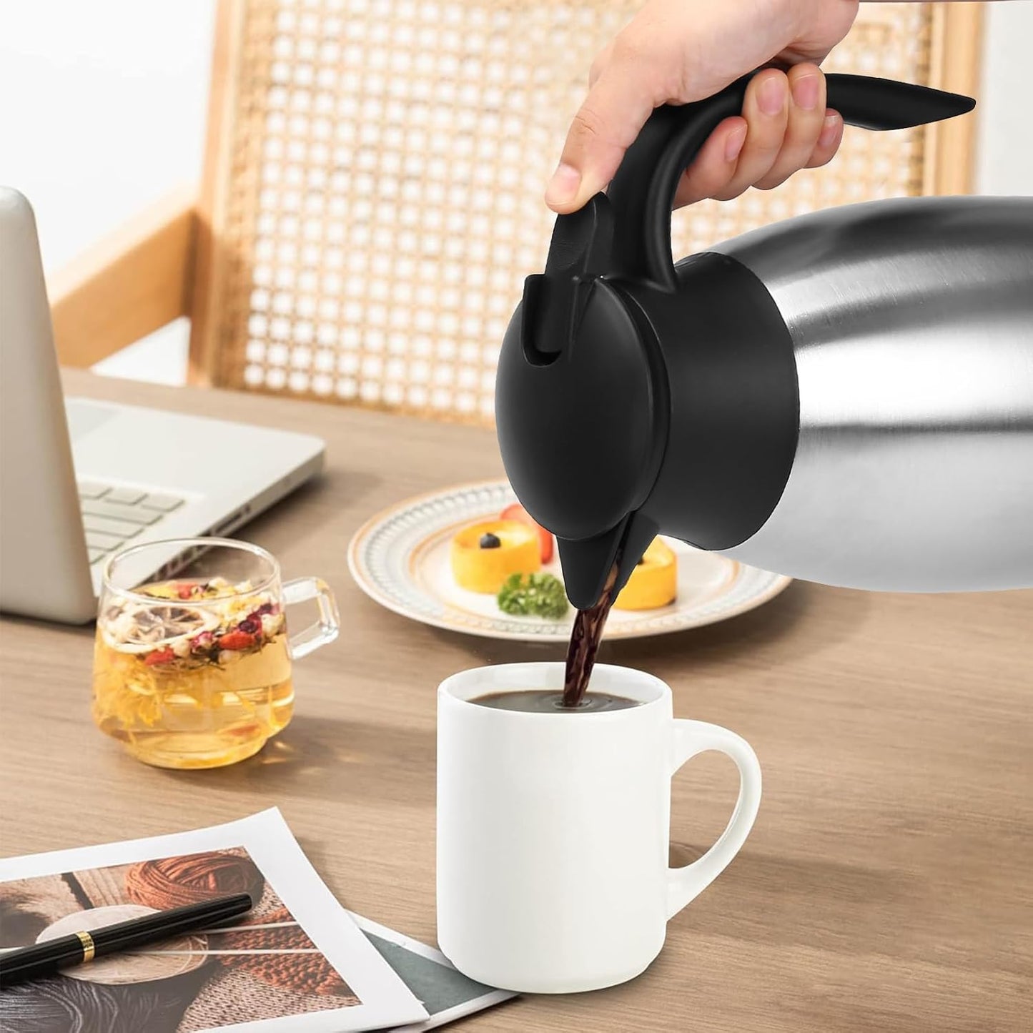 70oz Thermal Coffee Carafe Insulated Coffee Thermos,Stainless Steel Thermos Pitcher,Double Walled Vacuum Insulation Coffee Carafes For Keeping Hot,Tea Water Hot Beverage Dispenser