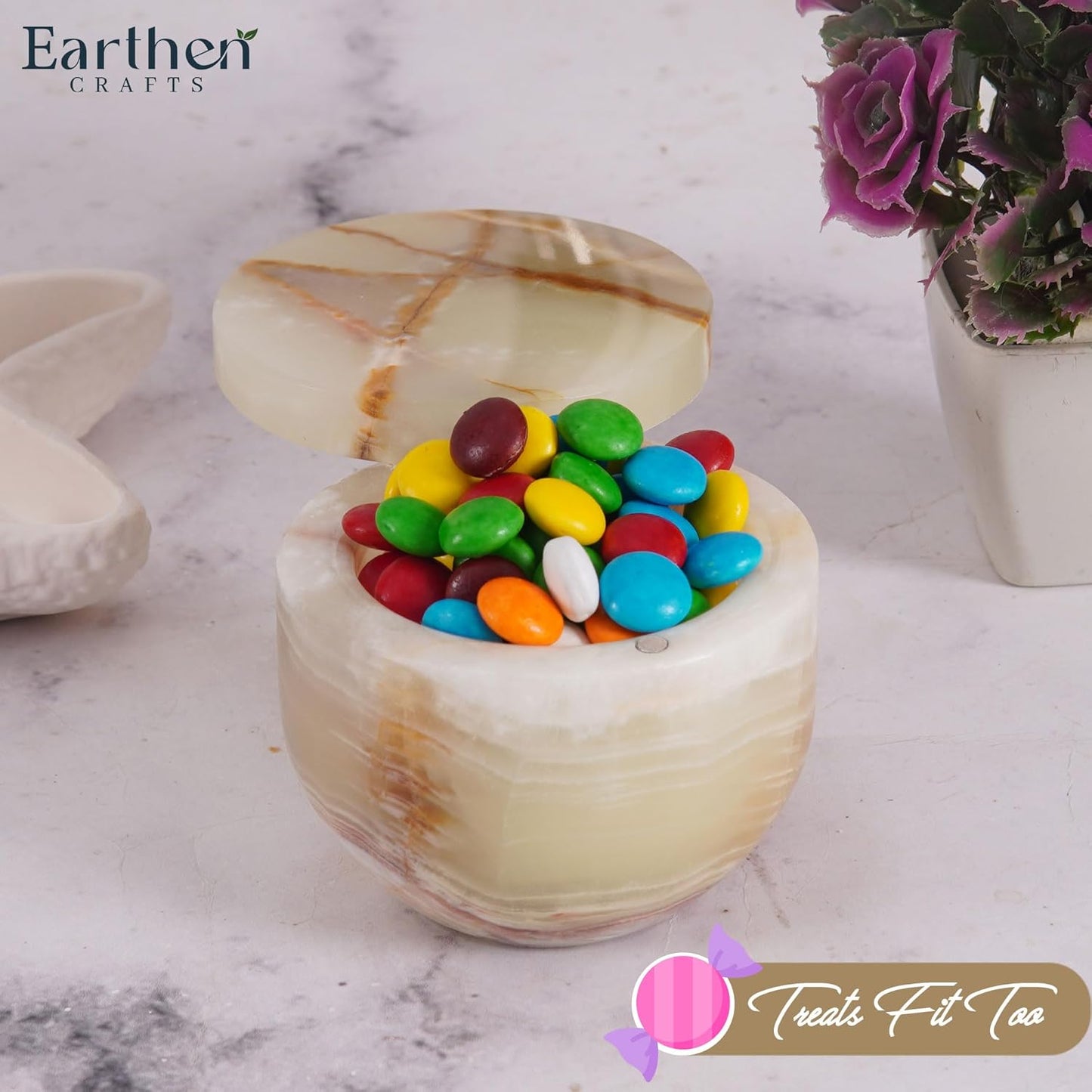 Marble Salt Cellar with Swivel Lid 3" Inches Green Onyx Salt Keeper for Countertop, Kosher Salt and Seasoning Storage Container for Kitchen or Bath Salt