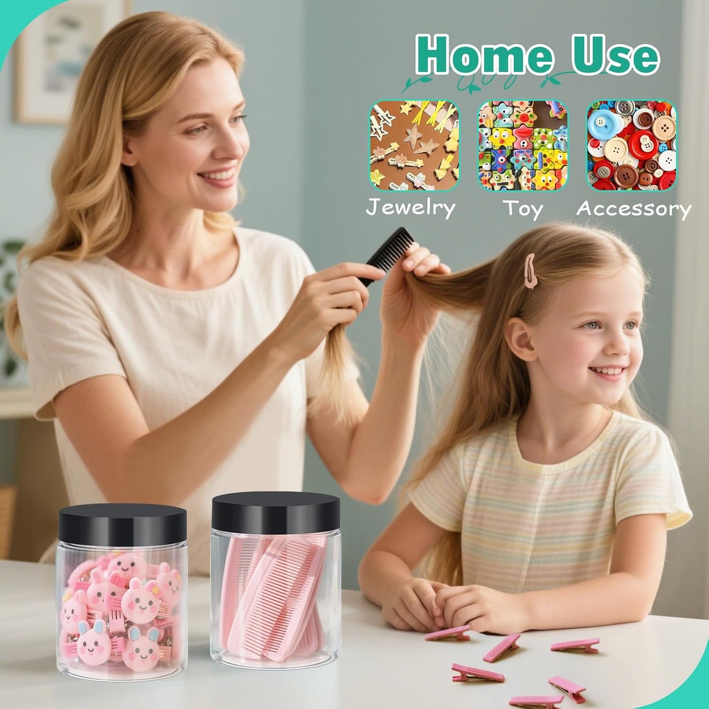 36pcs 16 oz Plastic Containers with Lids Labels Leak Proof BPA Free Airtight Refillable Clear Small Containers Storage Jars for Storing Dry Food Slime Honey Jam,black