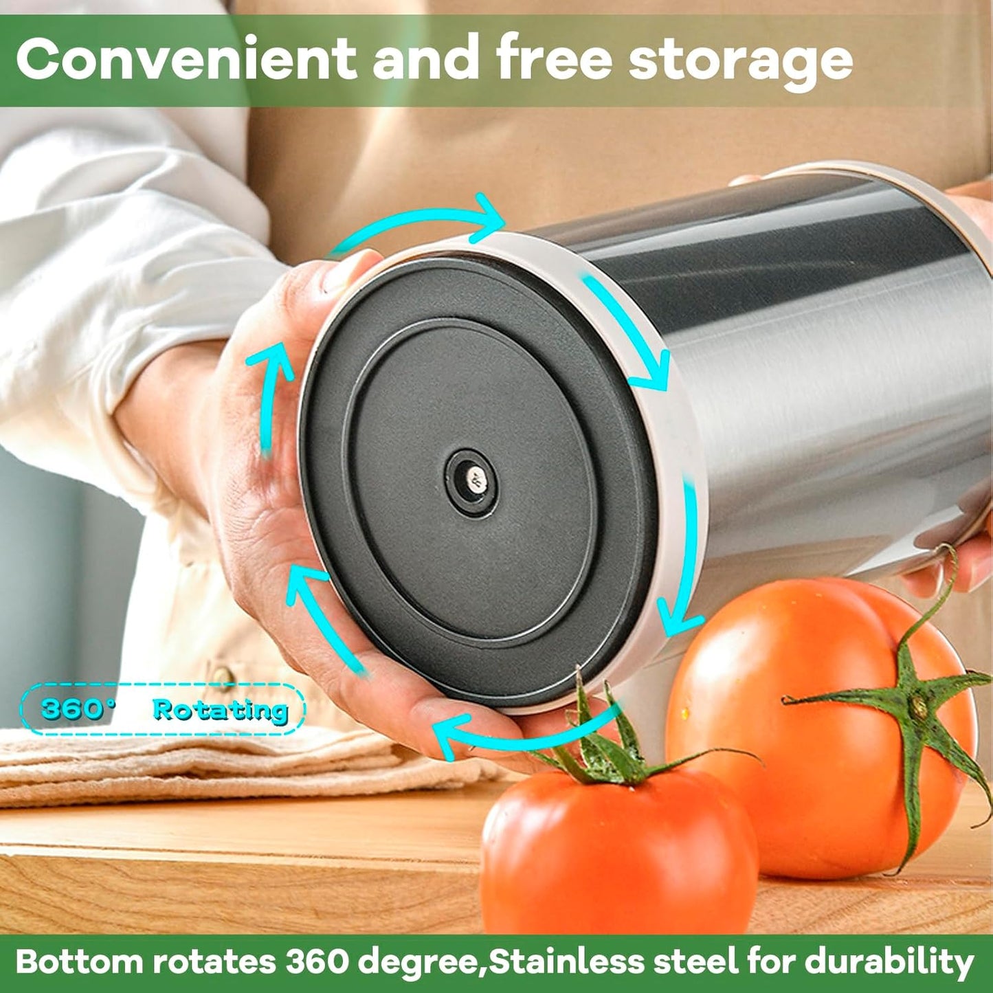 Kitchen Utensil Holder for Countertop, 360°Rotating Cooking Utensil Crocks,4 Compartment Stainless Steel Utensil Holder,6.7”Large Utensil Crock Spoon Fork Knife Holder For Kitchen Counter (khaki)