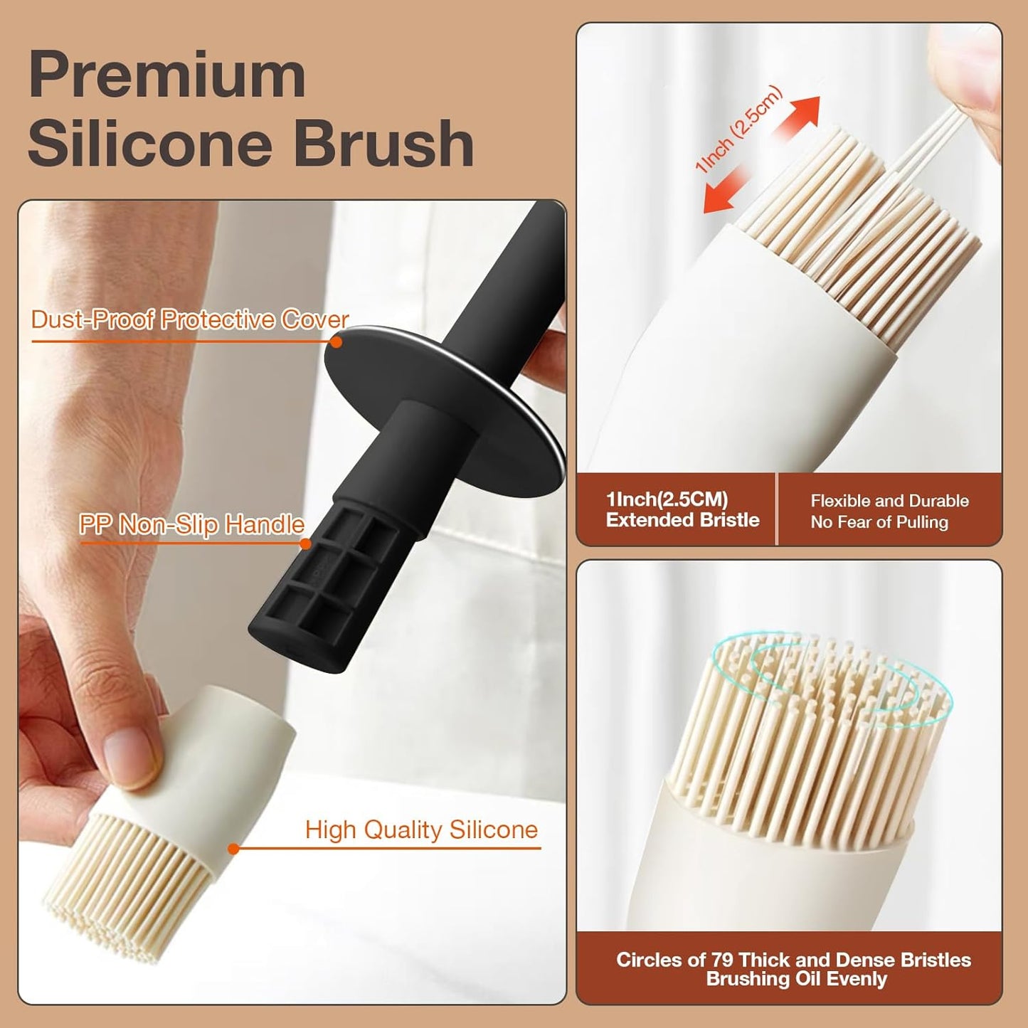 YARRAMATE 2pcs 300ml / 10oz Oil Dispenser with Brush - Glass Oil Dispenser for Kitchen with Silicone Heat Resistant Brush - Cooking Brush for Oil and Sauce Cooking BBQ Grill Frying - Black&White