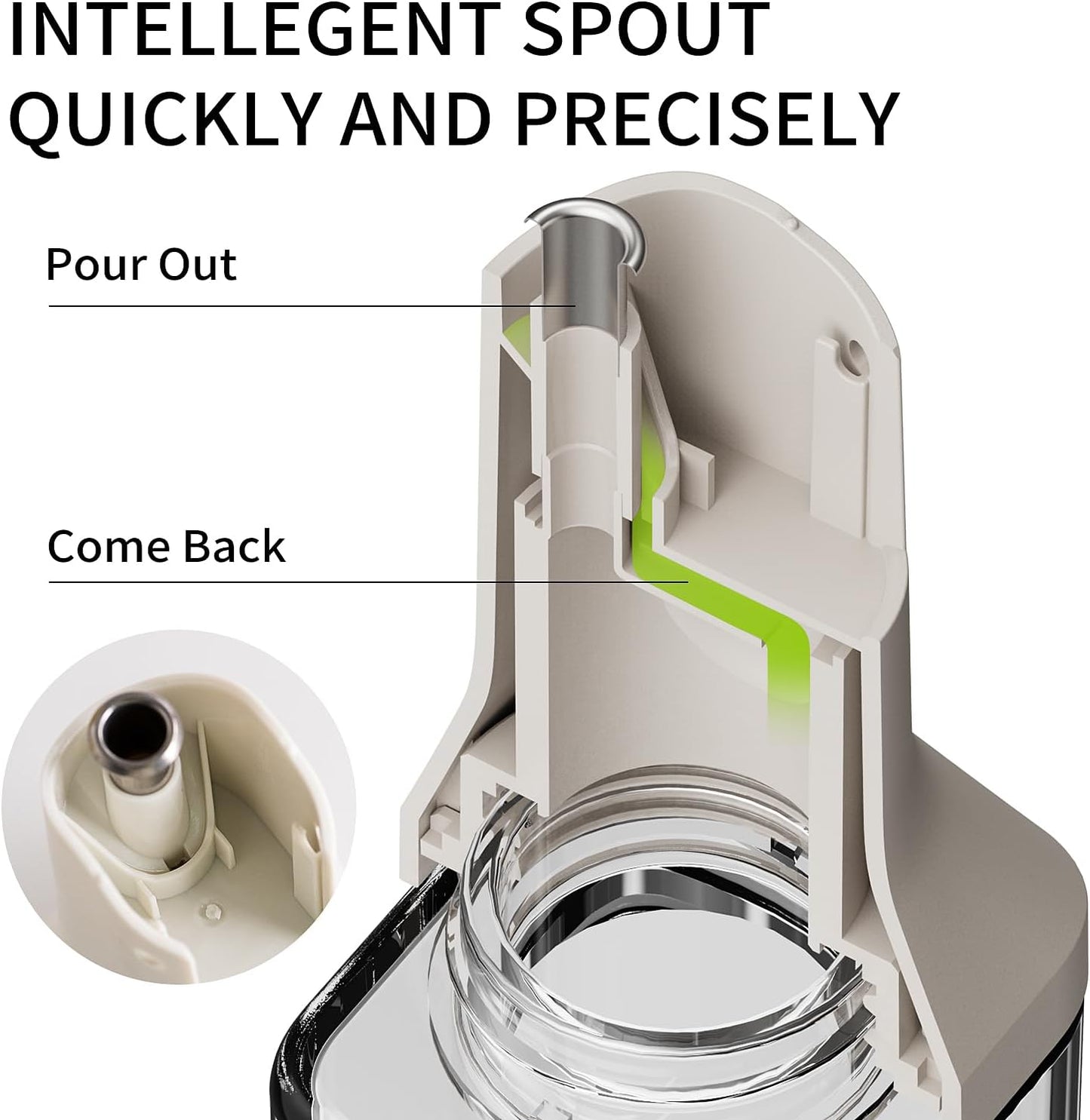 Olive Oil Dispenser for Cooking - 16oz Leakproof Glass Oil Dispenser Bottle with Gravity Spout, Air Fryer, BBQ, Healthy Salad & Non-Stick Pans, BPA-Free, Easy to Refill and Use, Dark Grey