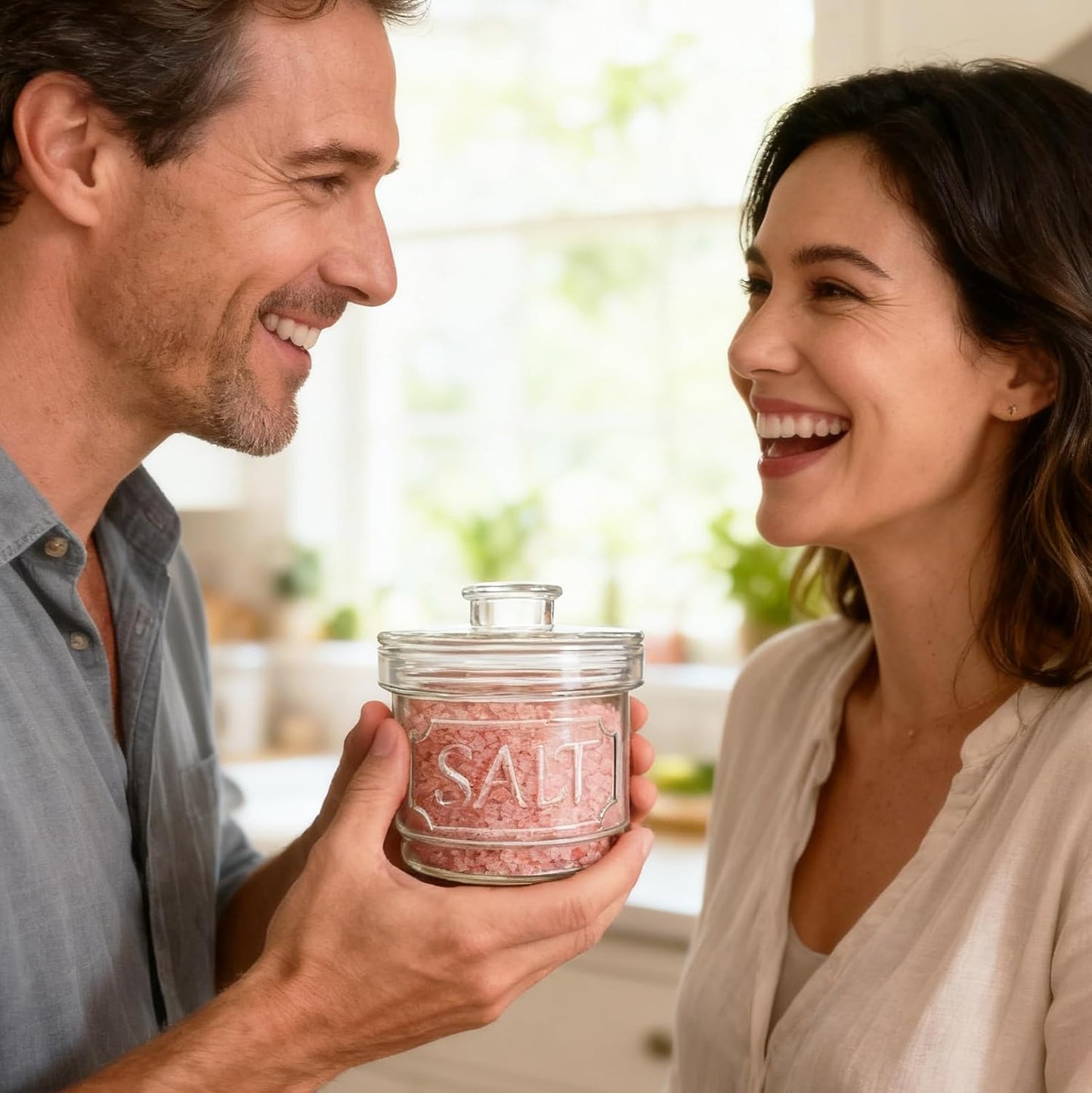 Glass Salt Cellar with Lid Salt Container with Spoon for Countertop Embossed Pattern Salt Box for Storing Sea Salt Flaky Salt Spice 12oz Capacity Holder,Dishwasher Safe