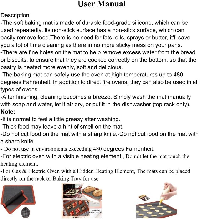 2 PCS Perforated Silicone Baking Mat, Macaron Baking Sheet, Reusable & Non-stick Bakeware Mats for Cookies, Macarons, Bread and Pastry,16.5""x11.6"" (Type 2-2pcs), Red