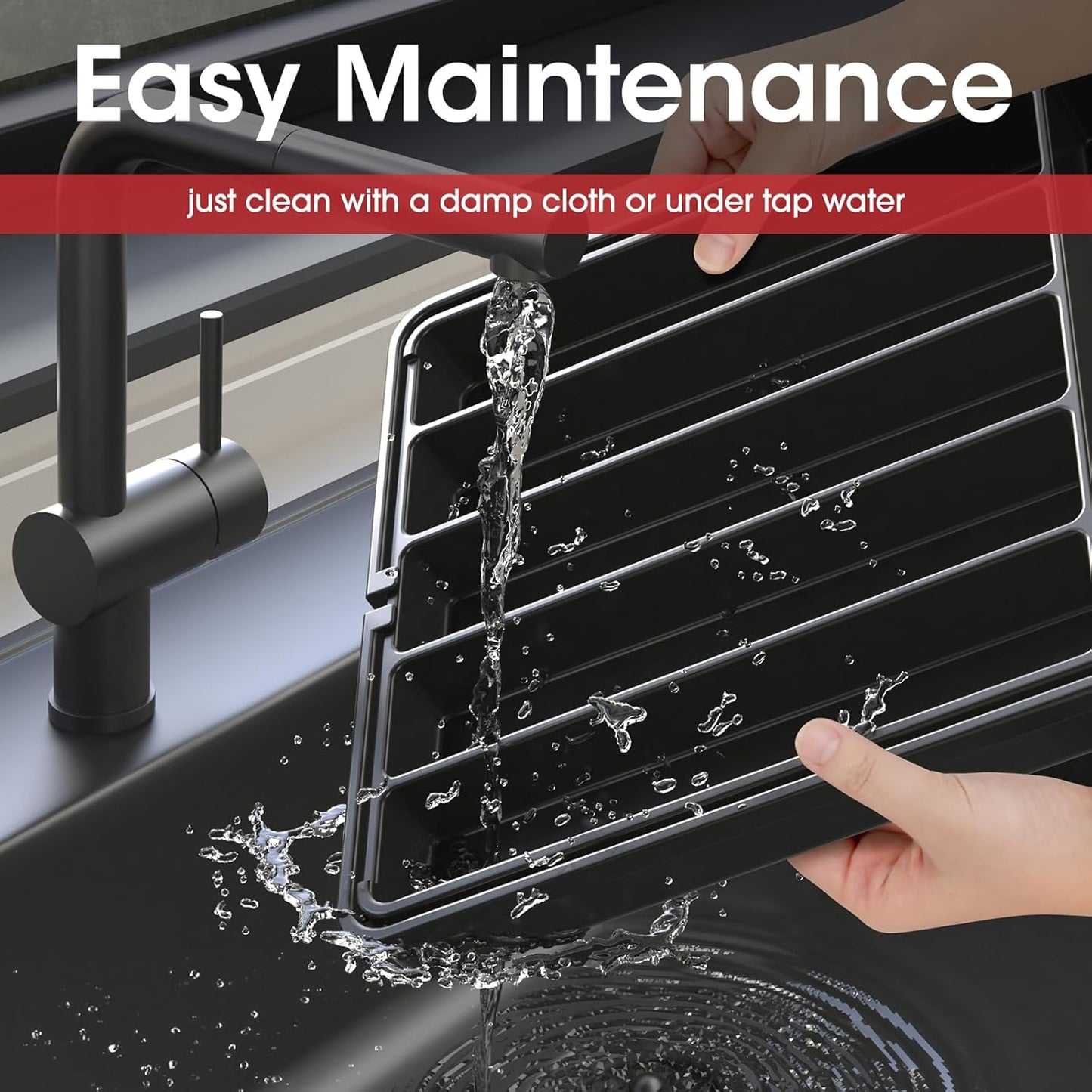 Aujen Silverware Organizer - Expandable Kitchen Drawer Organizer, Adjustable Utensil Organizer, Cutlery Tray for Forks, Knives, Multipurpose Kitchen Organizers and Storage Solution, Black, Large