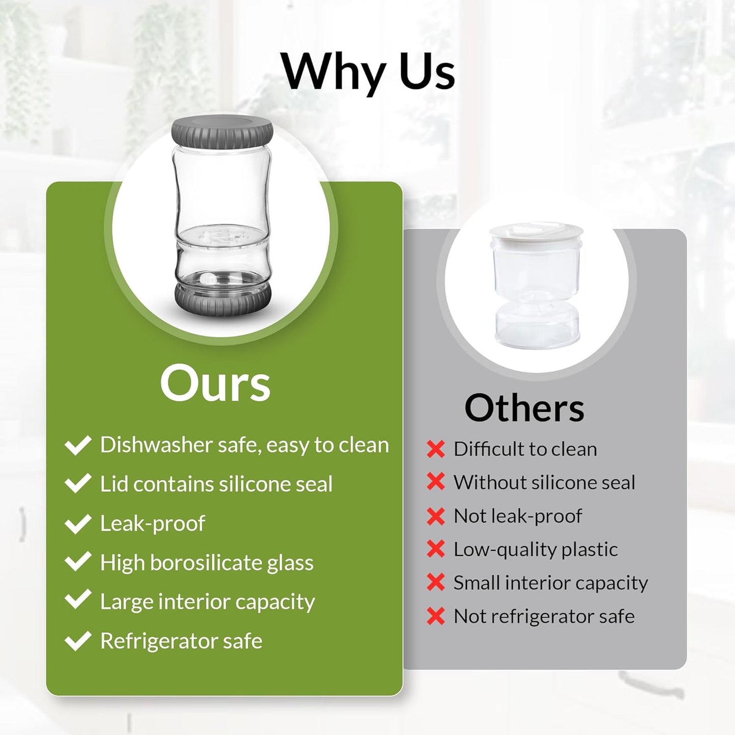 40oz Glass Pickle Jar with Strainer Flip - Pickle Storage Container with Airtight Lid, BPA-Free, Dishwasher Safe, Fermentation Hourglass Jar for Kimchi, Olives, Jalapeno, Gherkins (Dark Gray)