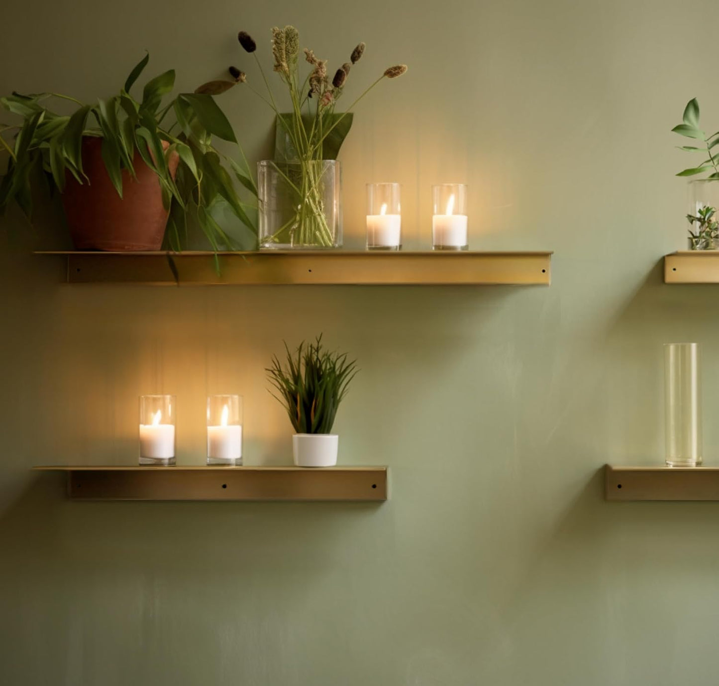 DIY CARTEL Linear Floating Shelf - Forged Raw Blackened Steel - Industrial Heavy Duty Metal Wall Mounted Modern Rustic Shelf - Made in The USA (30-inch x 8-inch Gold)