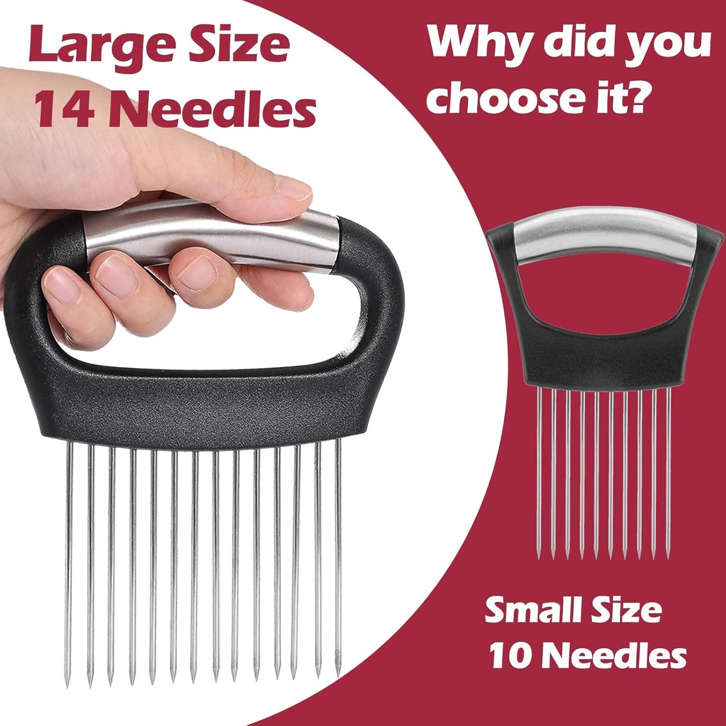 JAYVAR Large Onion Holder for Slicing, Large Onion Cutter Vegetable Chopper, Stainless Steel Tomato Slicer for Potato Lemon, Practical Meat Tenderizer Tool, Kitchen Food Slicer Guide for Neat Slicing