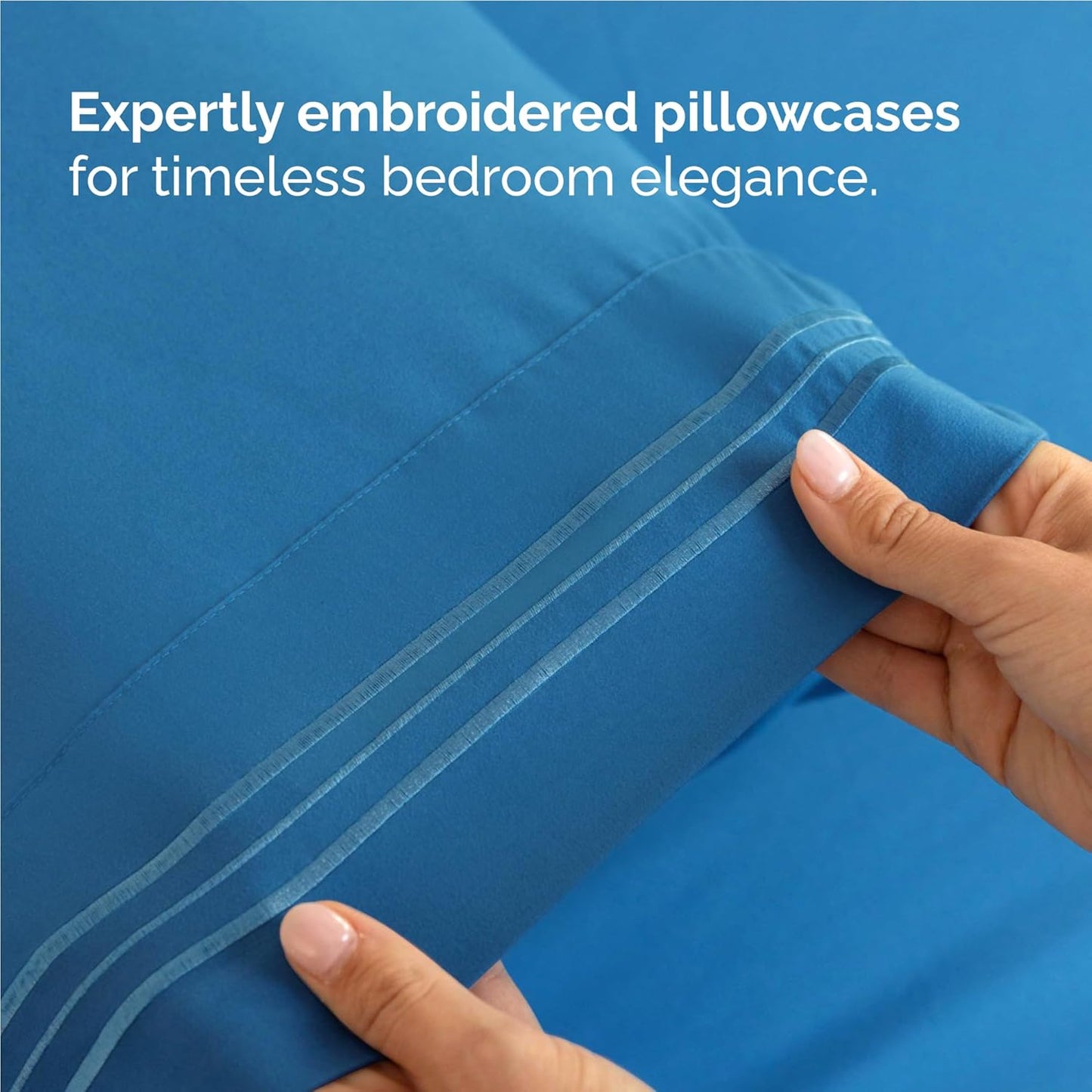 Full Size 4 Piece Sheet Set - Comfy Breathable & Cooling Bed Sheets Set - Hotel Luxury Bedding for Women, Men, Kids, Teens, Boys & Girls - Deep Pockets, Soft and Wrinkle Free - Oeko-Tex - Denim Blue