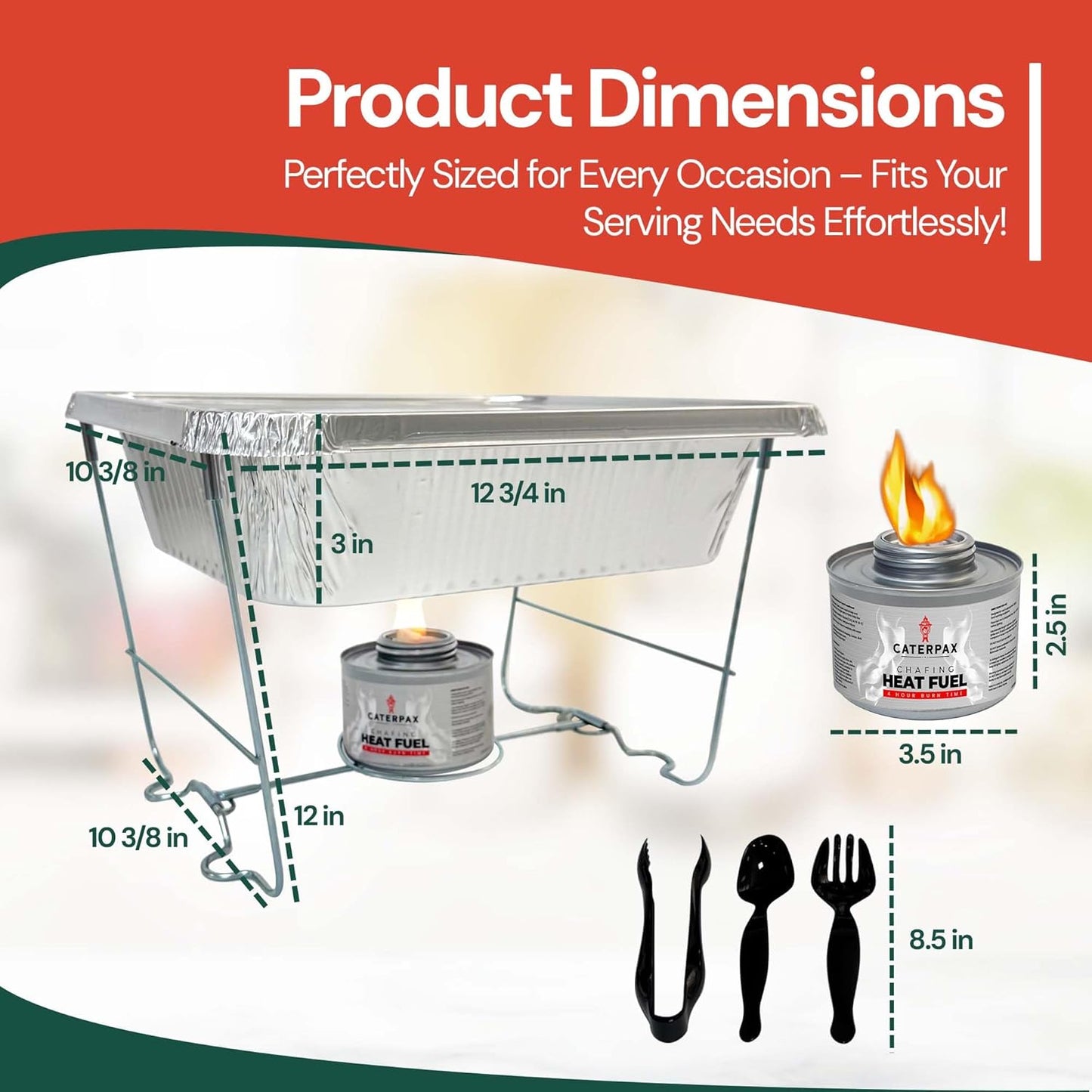 9 Pack - Disposable Chafing Dish Buffet Set (57 PCS) – Catering Food Warmers with 9 x Half Size Aluminum Pans, Foil Lids, Foldable Racks, Utensils & Fuel Cans - Perfect for Parties, Weddings & Events