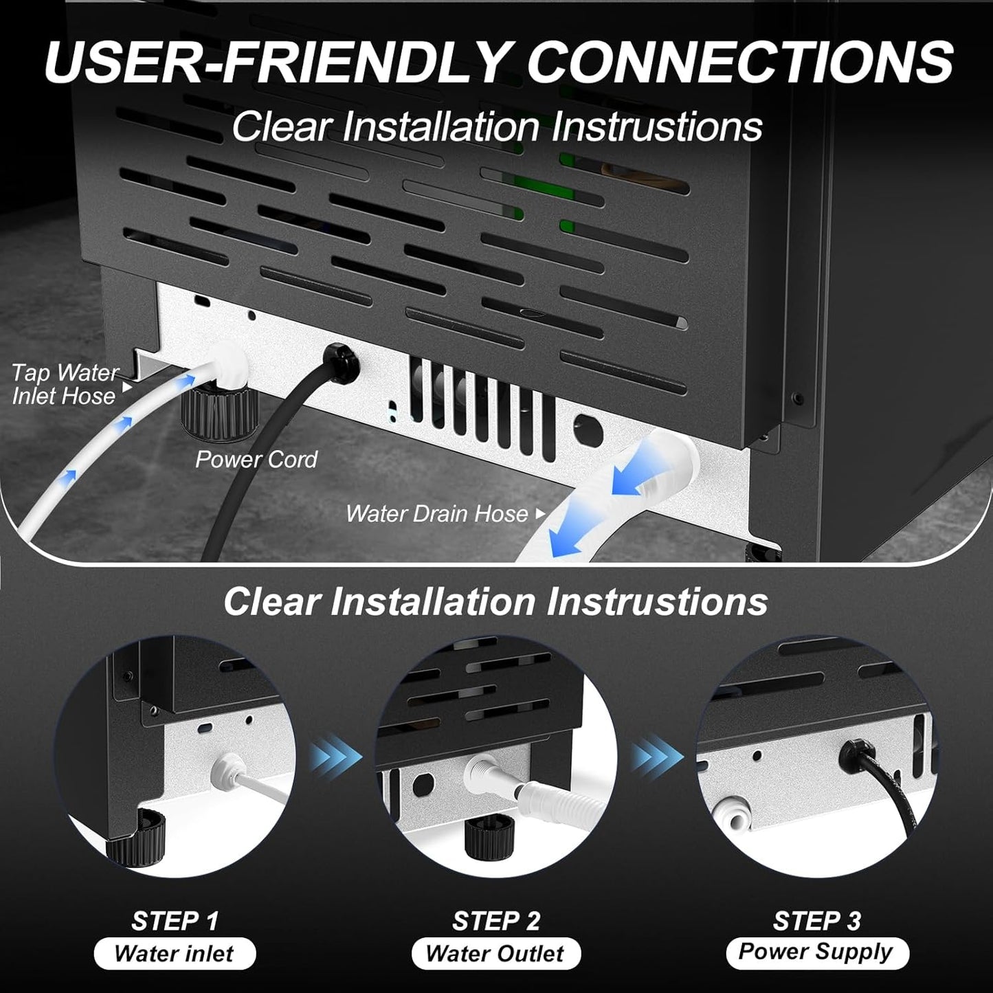 High-Efficiency Commercial Ice Maker: 100 lbs Daily Production, Stainless Steel Under Counter Ice Machine, 25 lbs Ice Storage Capacity, Dual Water Inlet, for Home Commercial Use