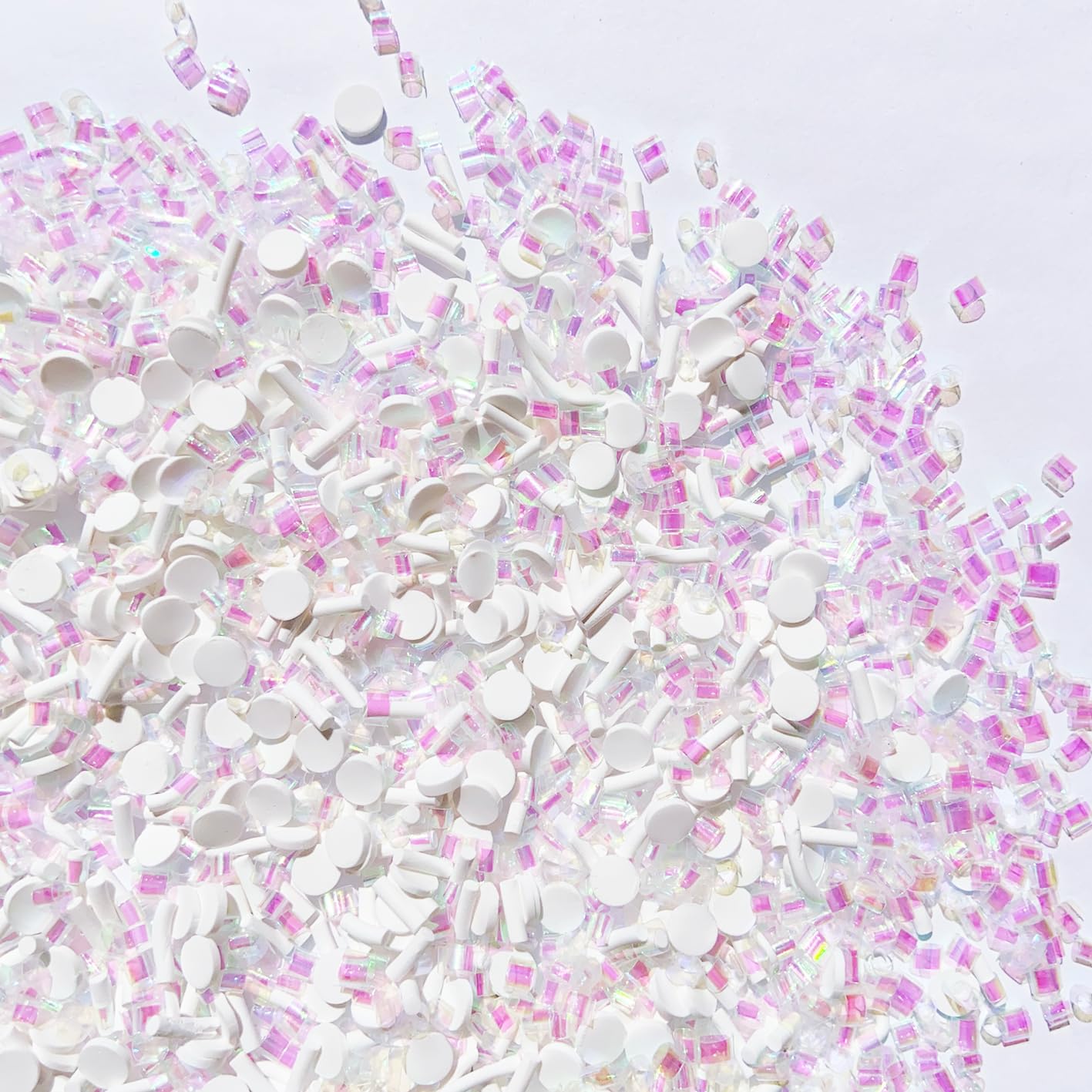 EHOPE Fake Sprinkles Polymer Sprinkles Faux Sprinkles Fake Candy Sprinkles Clay Sprinkles Polymer Clay Slices for Nail Art DIY Crafts Cake Phone Case (50-Guan WhiteRound+Sugar)