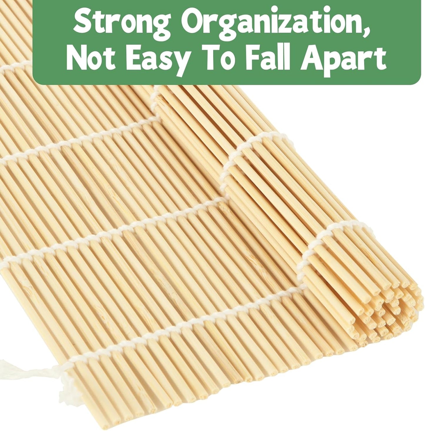 QTLCOHD 30 Pcs Bamboo Sushi Rolling Mat 9.5 x 9.5 Inch Bamboo Mats for Sushi Making Nonstick Kimbap Roller Bulk for Home Sushi Roll Party