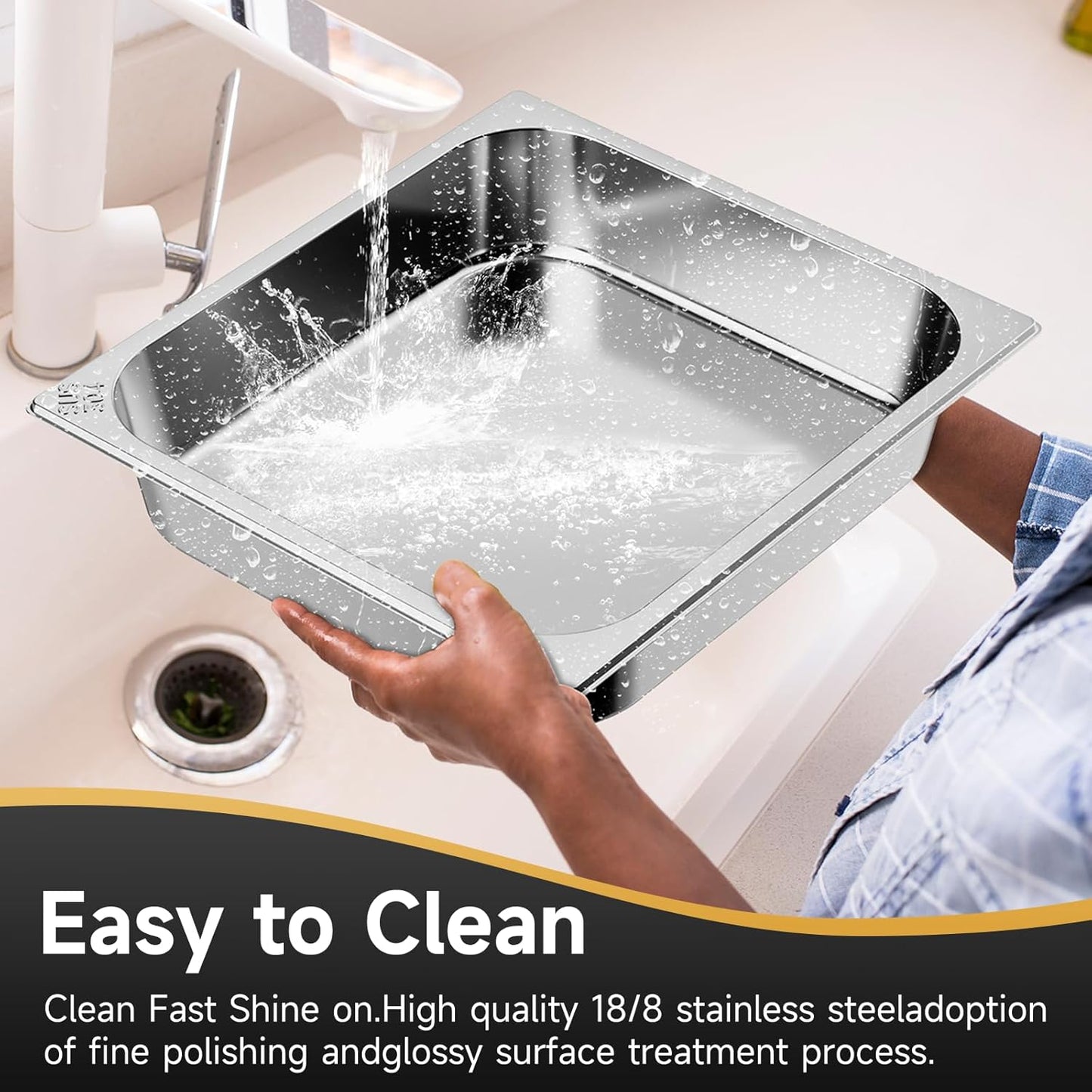 Chafing Dishes for Buffet, 6QT Square Stainless Steel Chafing Dish with Transparent Hydraulic Lid, 304 Food Pan, Buffet Warmer for Parties and Events (Silver)