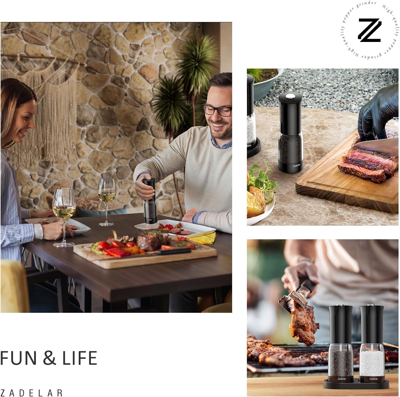 Electric Salt and Pepper Grinder Set with LED Power Display,Larger Capacity Salt and Pepper Shakers Set Rechargeable Electric with Flexible Coarsenes,LED Light,One Hand Operation for Kitchen