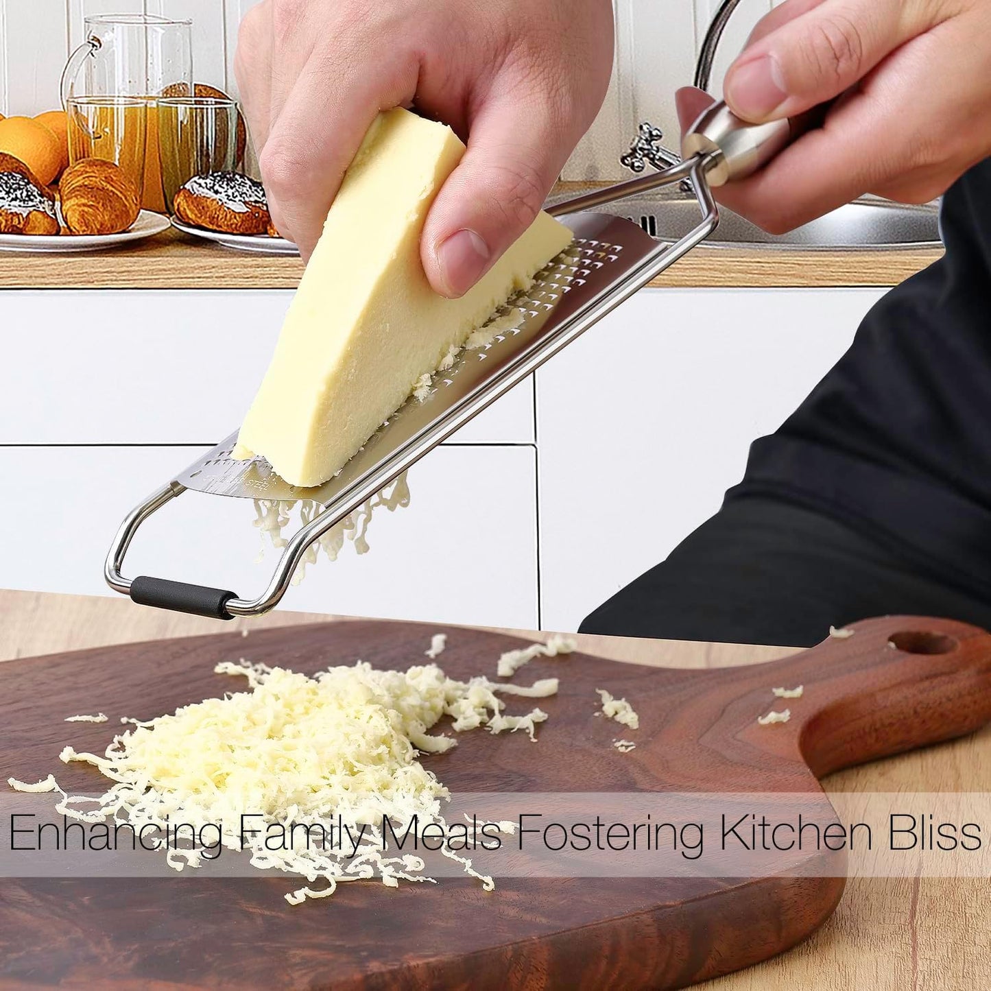 KULUNER Professional-Grade Lemon Zester with Fine Blades, Lightweight Cheese/Vegetable Grater, Solid Wood Handle Design - Rust-Resistant, Durable, Essential Kitchen Tool (A2)