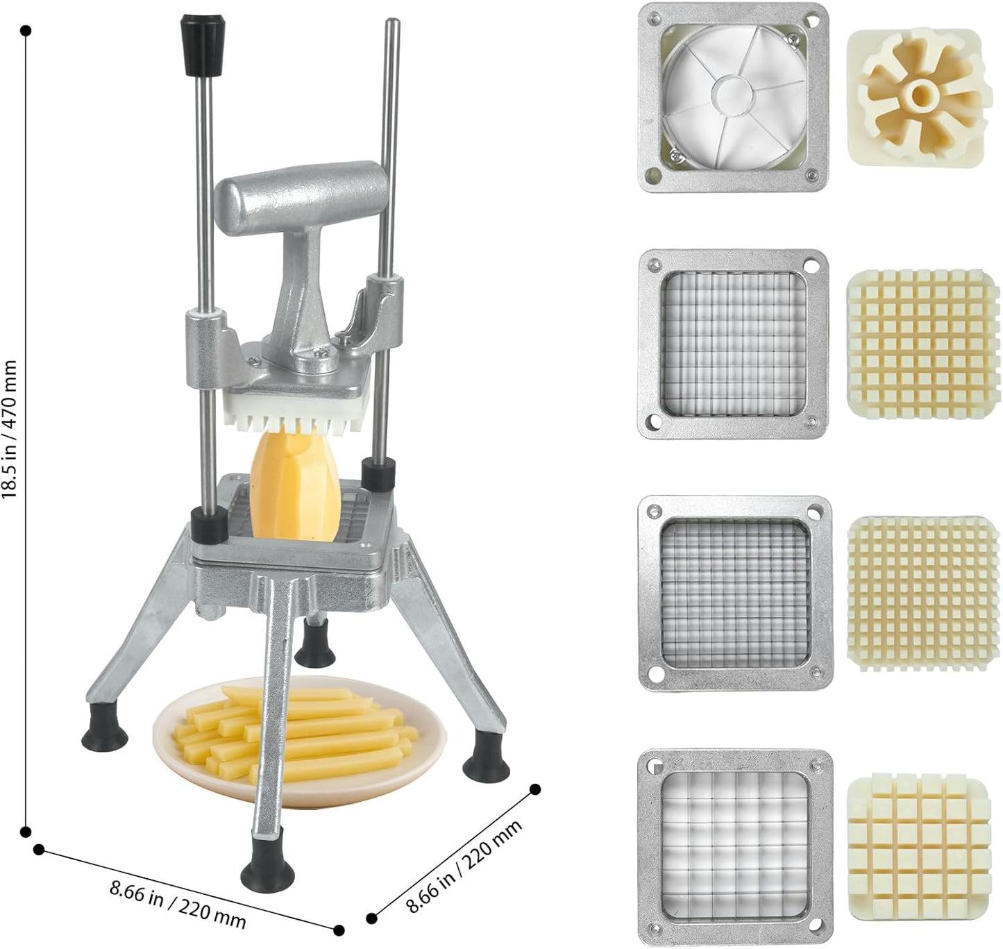 Commercial Vegetable Fruit Chopper, Heavy Duty Professional Food Dicer with 1/4" Blade, French Fry Cutter, Fruit Slicer for Restaurants & Home Kitchen