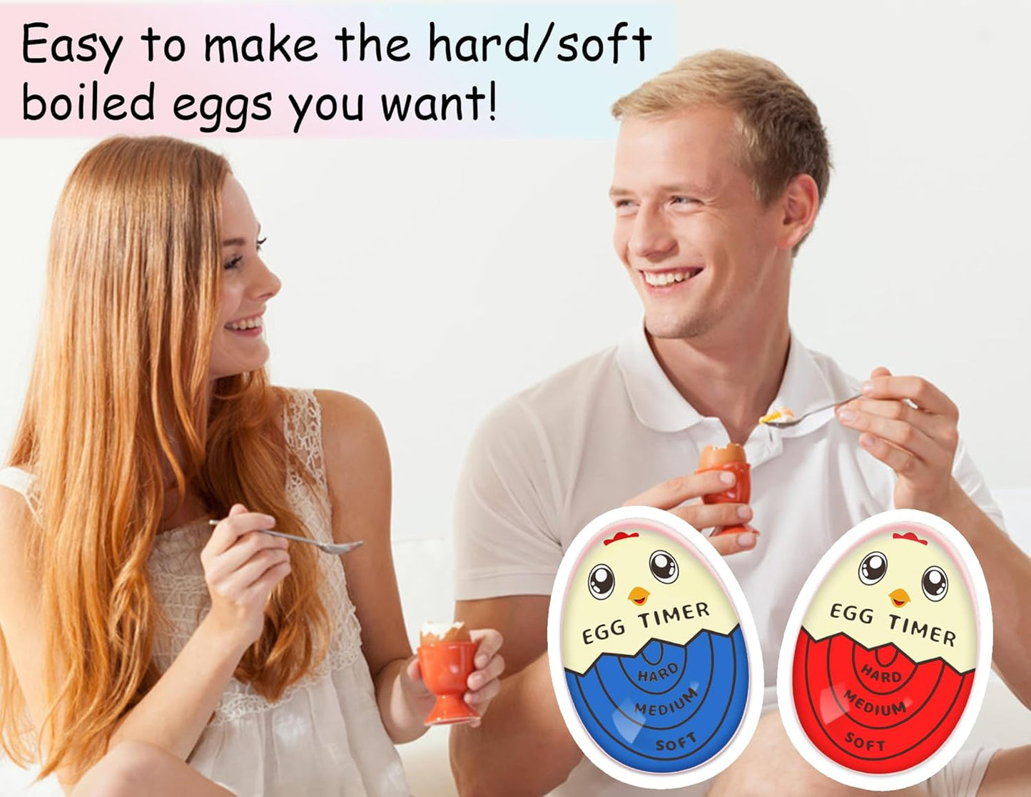 Lasubst Egg Timer That Goes in Water for Soft Medium Hard Boiled Eggs, 1 Red 1 Blue