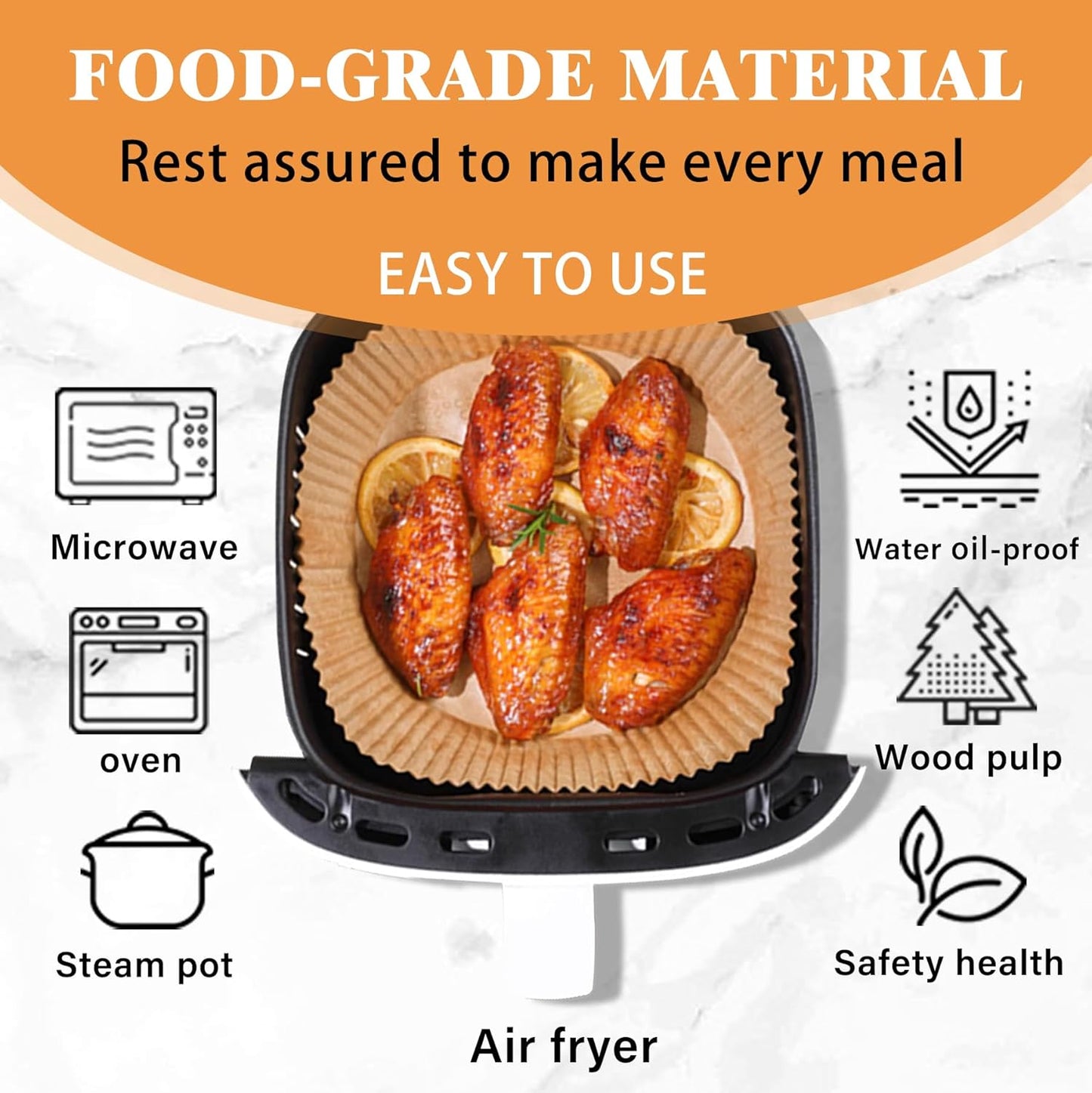 Air Fryer Disposable Paper Liners for Ninja AF101, 125 Pcs Round Parchment Cooking Liner for Airfryer, Microwave Oven, Frying Pan, 6.3 Inch Oil-proof Filters Sheets for 2 3 4 4.5 Qt Baking Basket