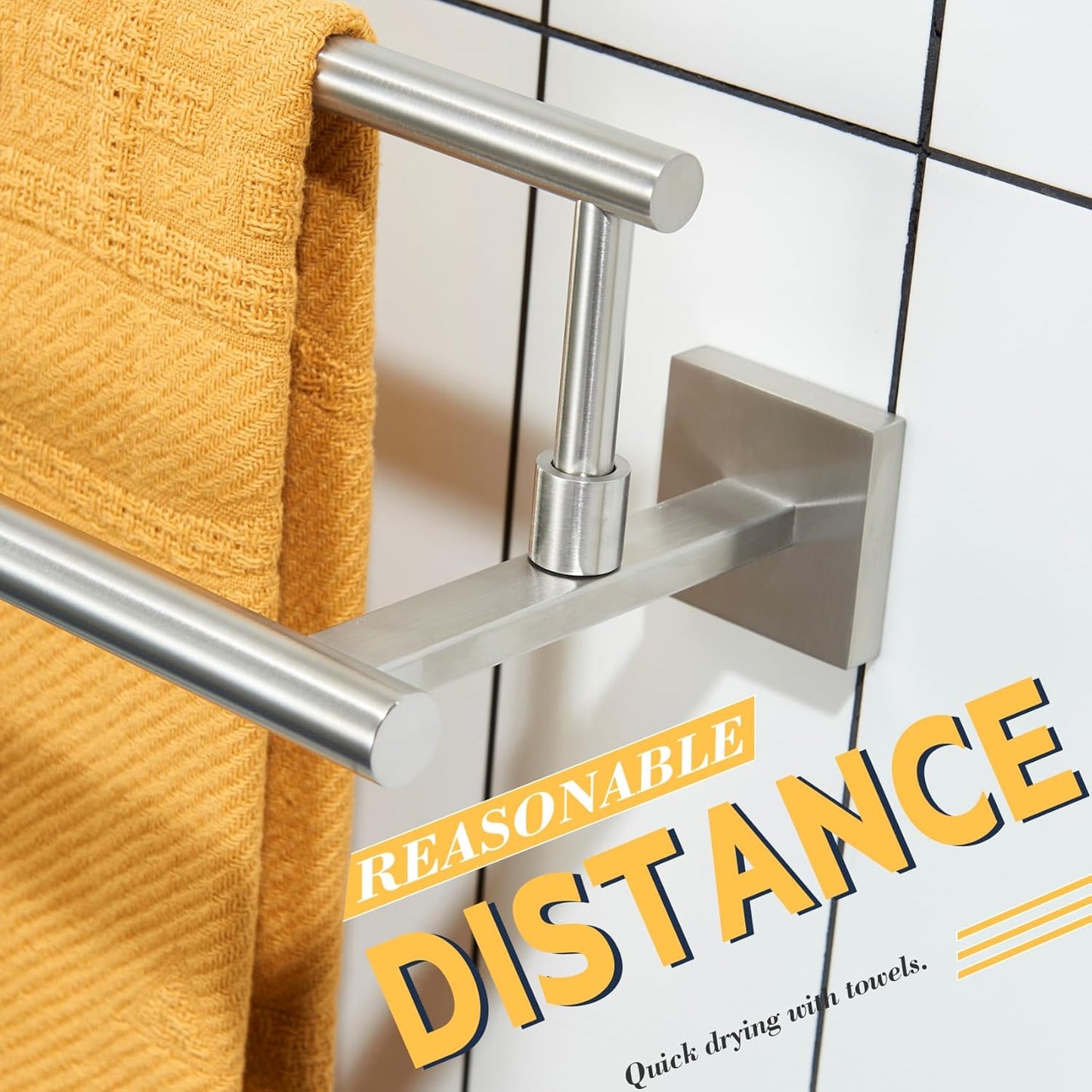 KOKOSIRI Hand Towel Holder Brushed Nickel Bathroom Rack 20-Inch Double Bath Towel Bars Rails for Garage Kitchen Stainless Steel B5009BR-L20