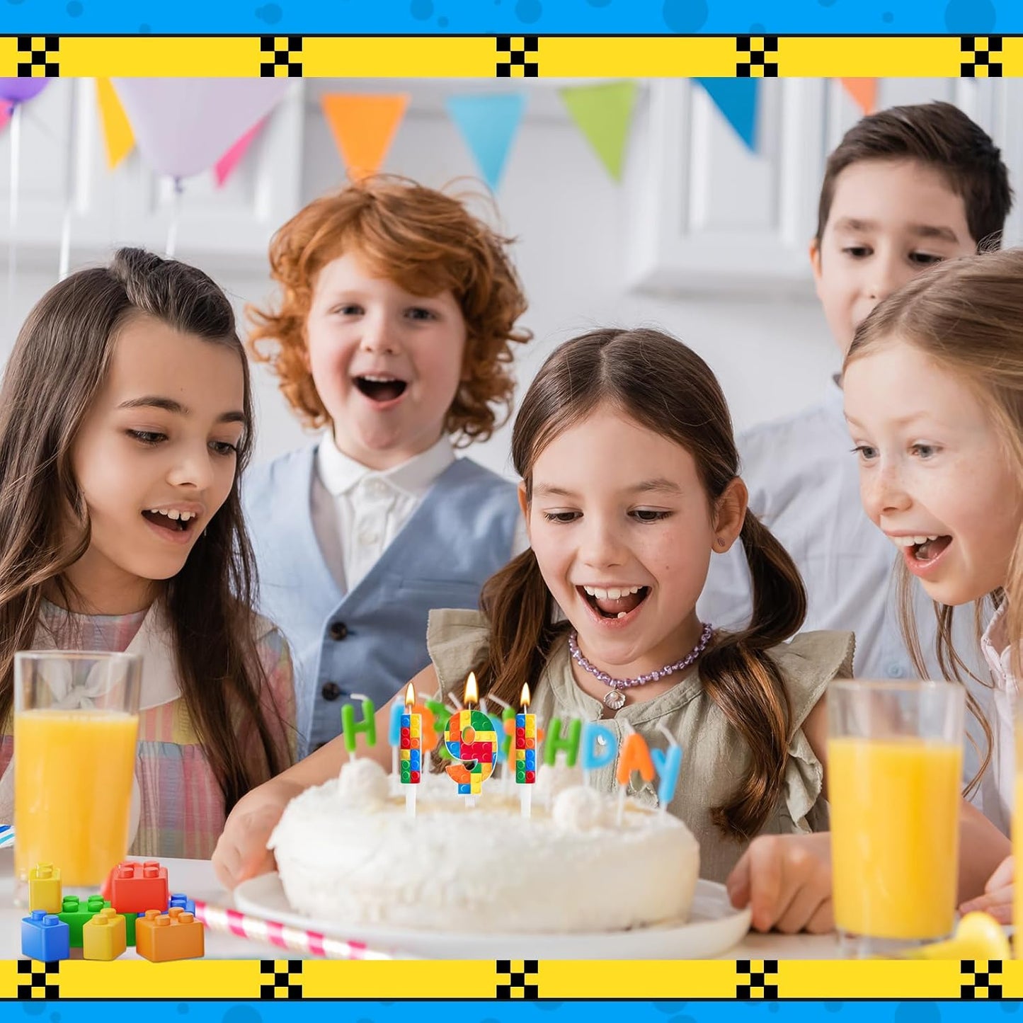 7 Pcs Building Block Themed Birthday Candles Set Building Blocks Number 8 Candle Cake Topper for Building Block Party Decoration Supplies (Number 8)