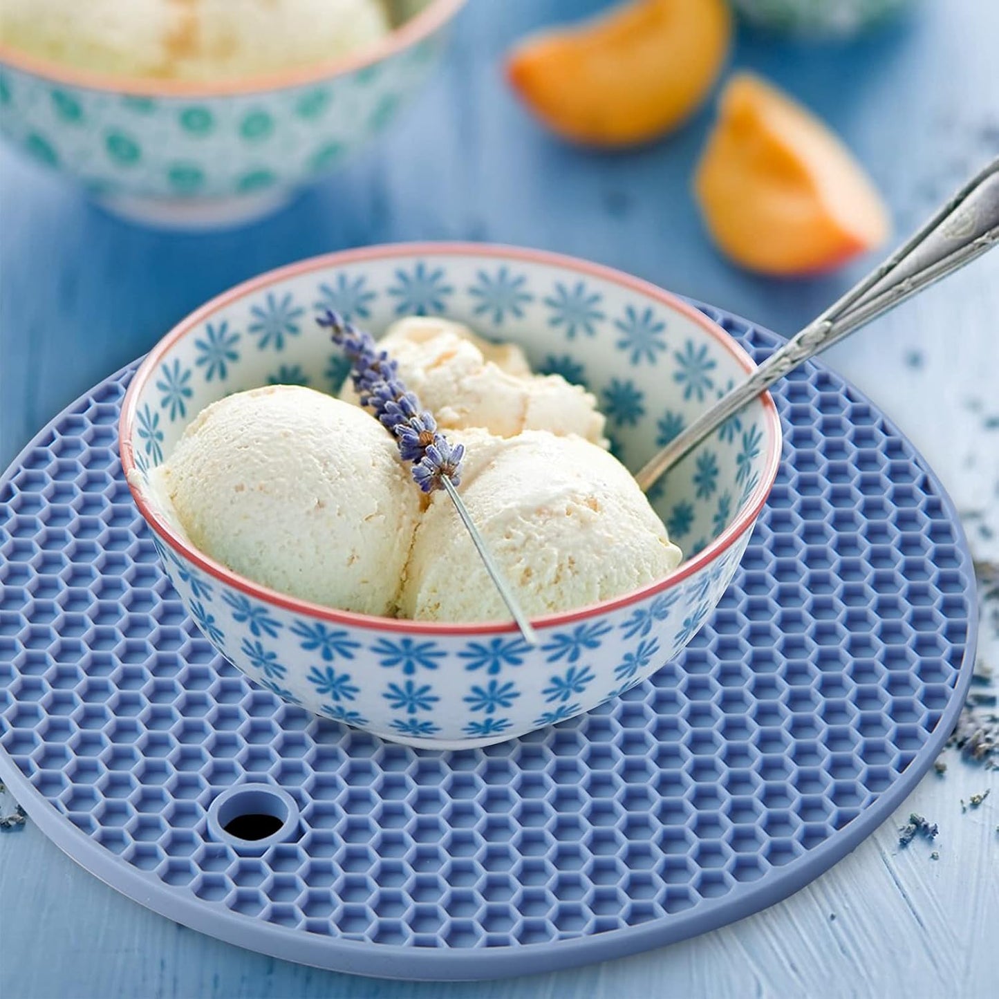 Joyhalo Trivets for Hot Dishes - Hot Pads for Kitchen, Silicone Pot Holders for Hot Pots and Pans, Silicone Mats for Kitchen Countertops, Table, Flexible Easy to Wash and Dry, Blue