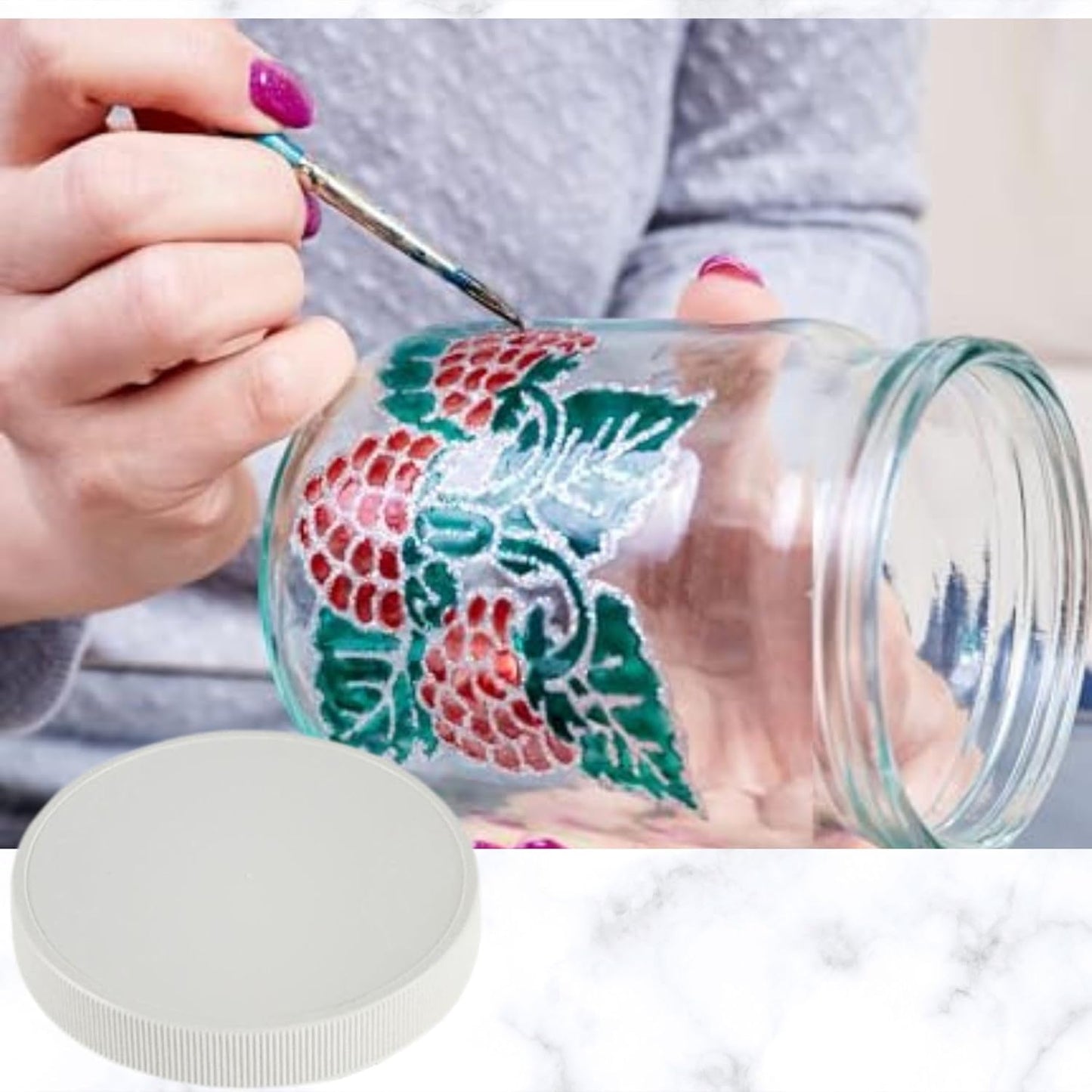 JARMING COLLECTIONS Mason Jars - 16 oz Glass Extra Wide Mouth Pint Storage Jars with White Plastic Lids - Made in USA (6 pack)